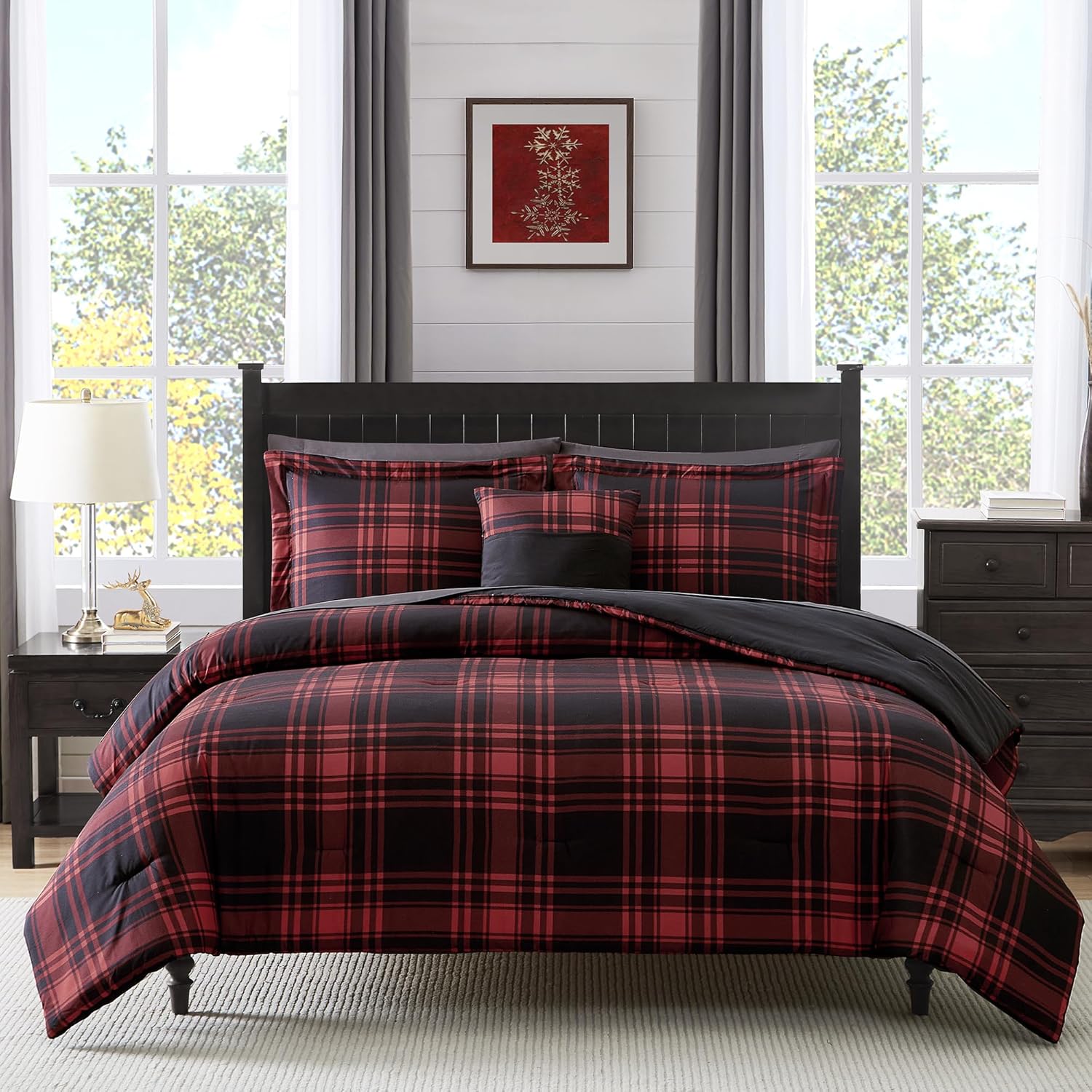 MaiRêve King Comforter Set, Special Comforter With Plaid Design, Unique Comforta...