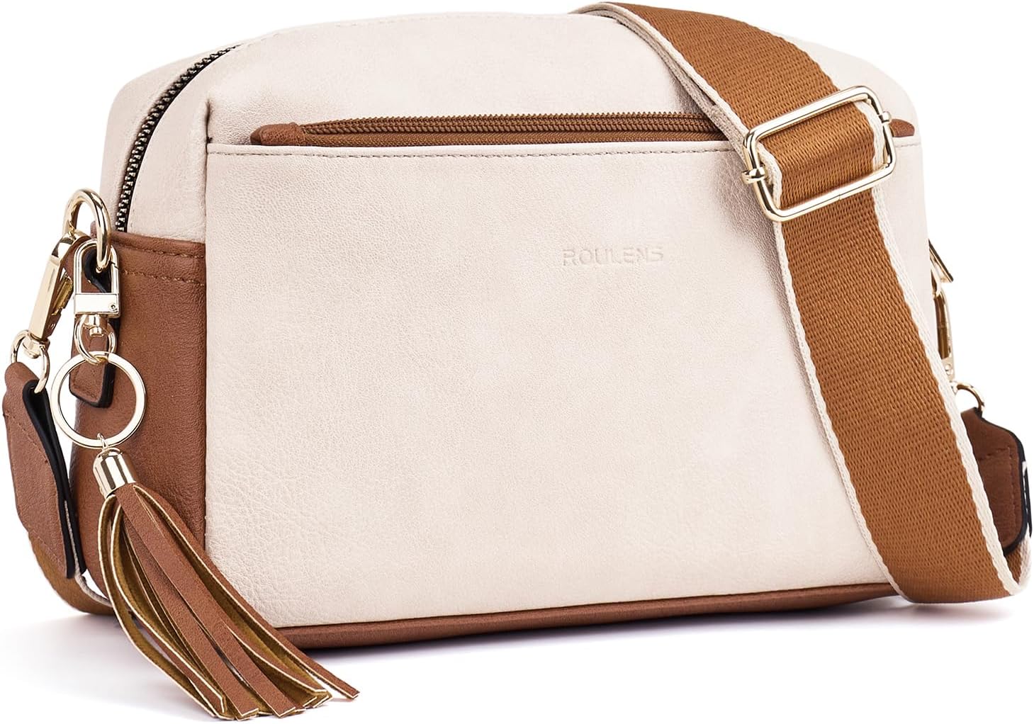 Triple Zip Small Crossbody Bag, Special Wide Strap Cell Phone Purse, Innovative...