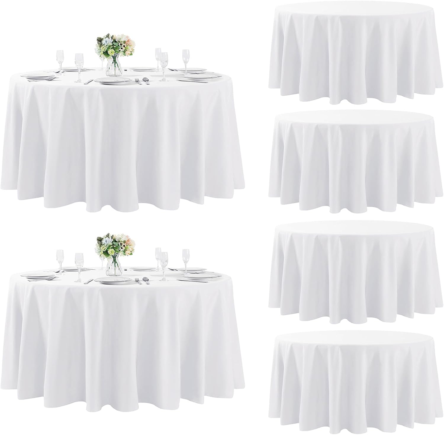 Fokitut 6 Pack Round Tablecloth, 120 Inch, Stain Resistant and Wrinkle Polyester...