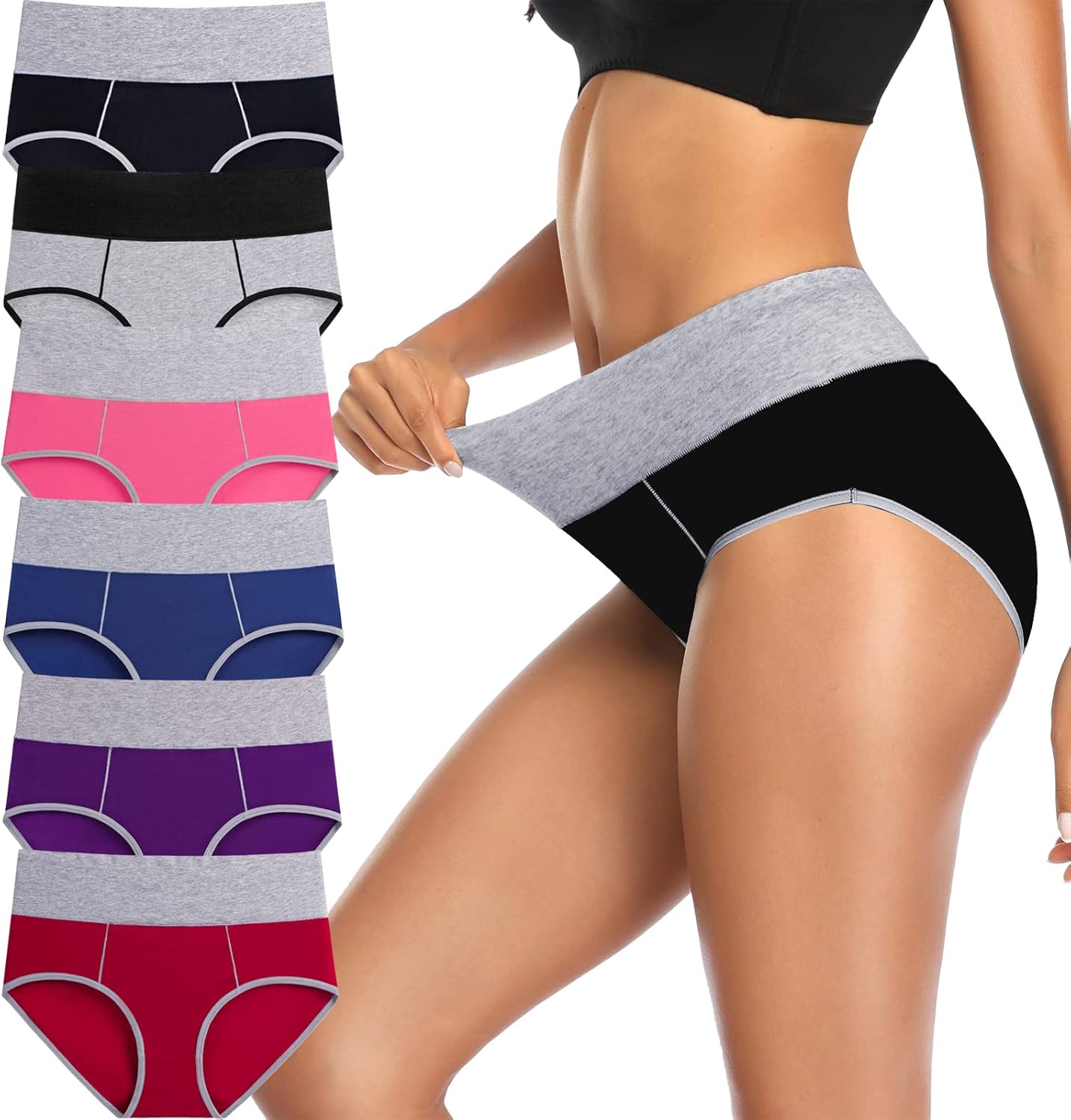 Annenmy High Waisted Womens Underwear, Cotton Underwear Women Tummy Control Unde...