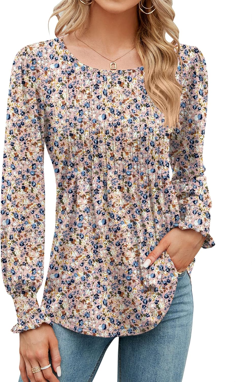 LOMON Women's Fall Tops, Unique Tunic Tops with Puff Long/Short Sleeve, Stylish...