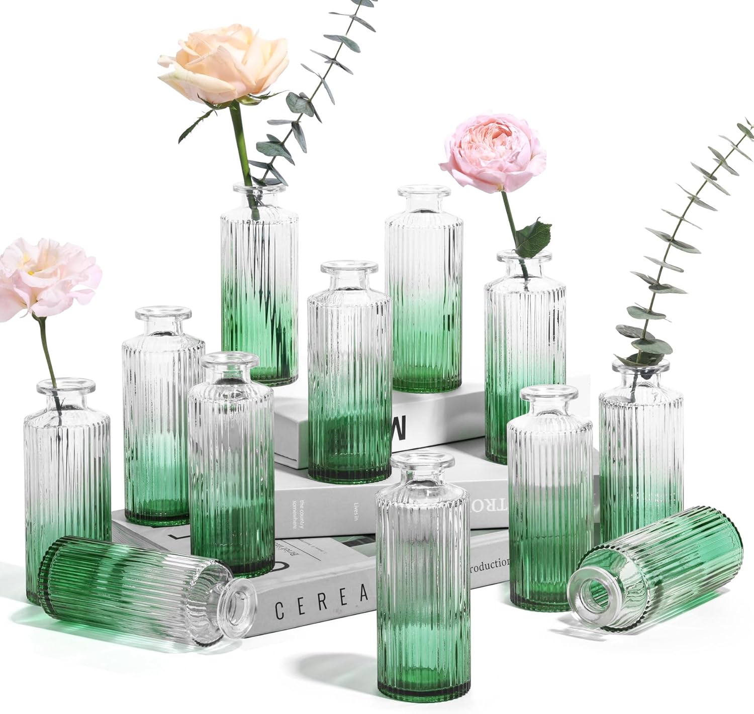ComSaf Glass Bud Vases Set of 12, Small Bud Vase in Bulk, Mini flower vase for C...