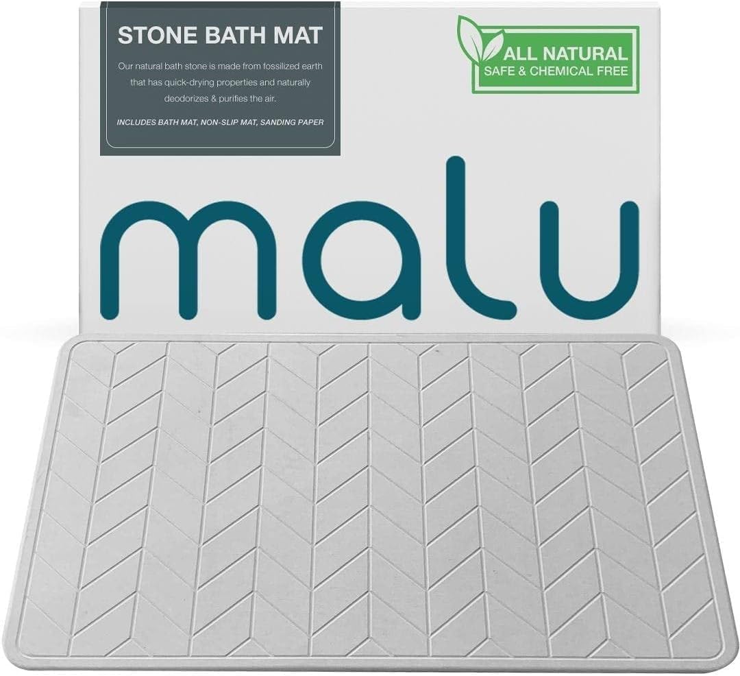 malu Luxury Diatomite Bath Mat - Diatomaceous Earth Bath Mat – Fast Drying Bath...