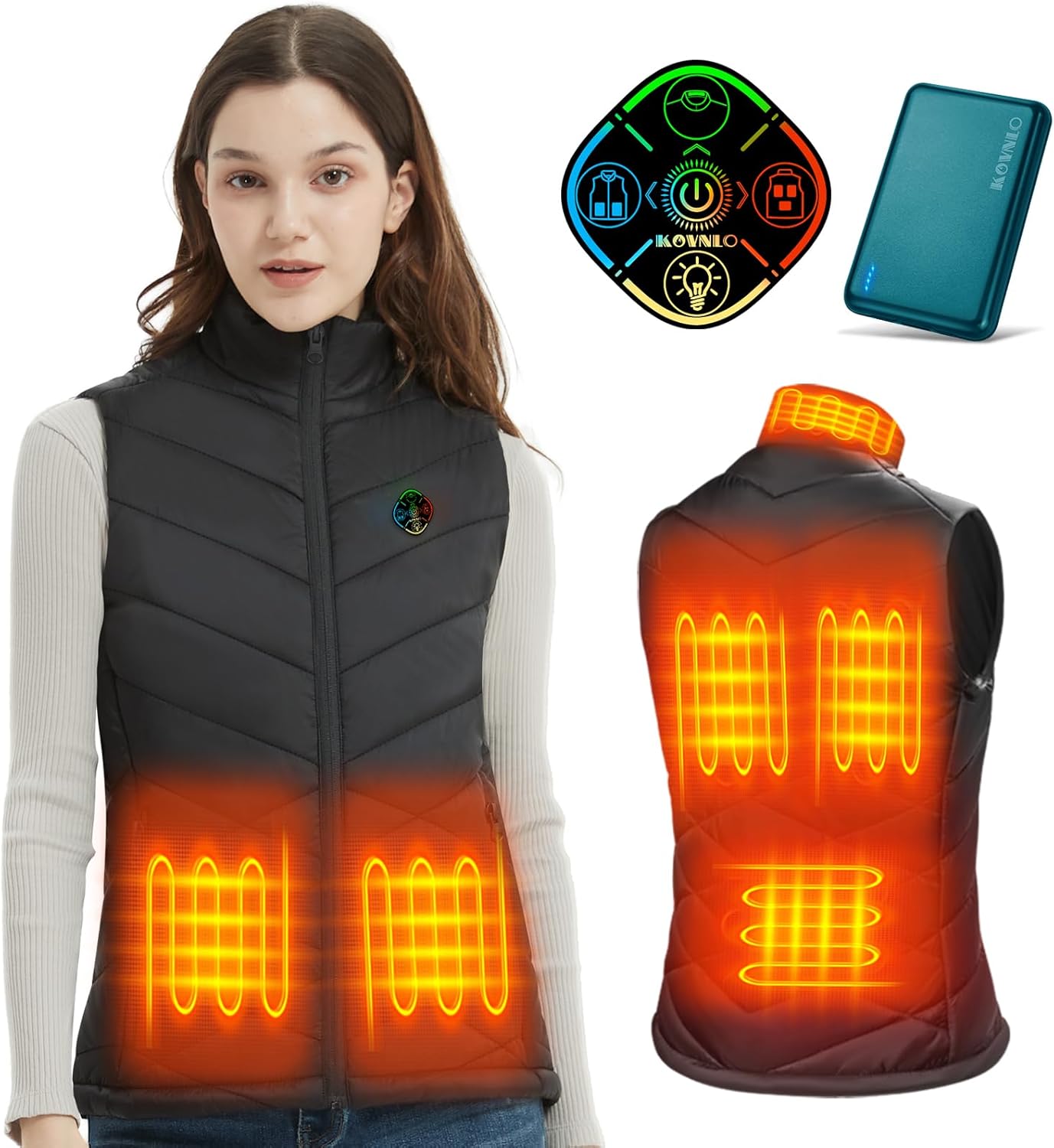 KOVNLO Heated Vest for Women with Battery Pack Included, Warming Slim Fit Rechar...