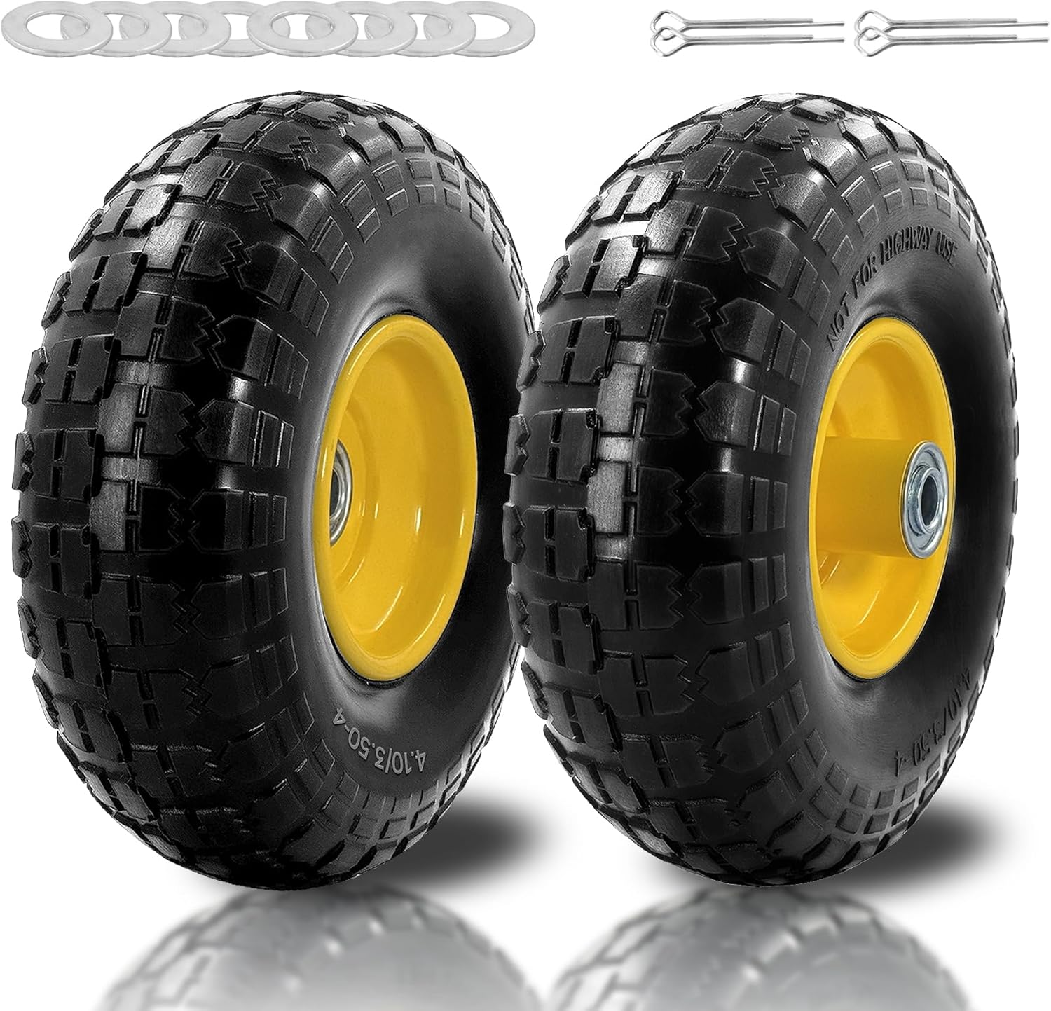 𝙐𝙥𝙜𝙧𝙖𝙙𝙚 10In Solid Rubber Tire Wheels with 5/8" Bearings, 2.17" Offset Hub. 4.10...