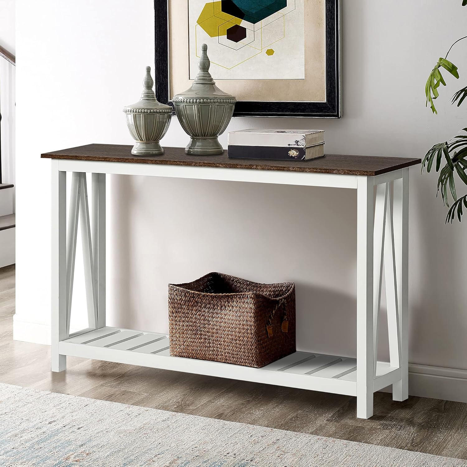 ChooChoo Farmhouse Console Table, Special Rustic Vintage Narrow Sofa Table for E...
