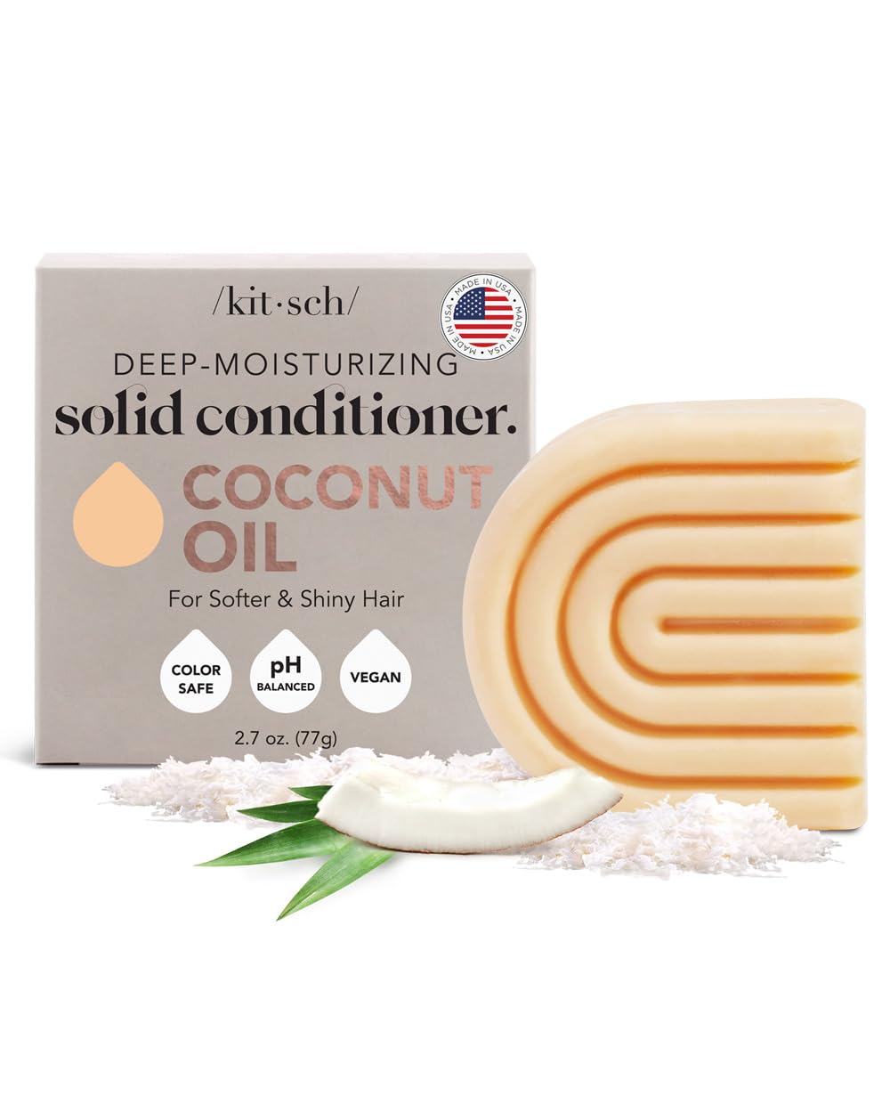Kitsch Coconut Oil Deep-Moisturizing Hair Conditioner Bar | Made in US | Eco-fri...