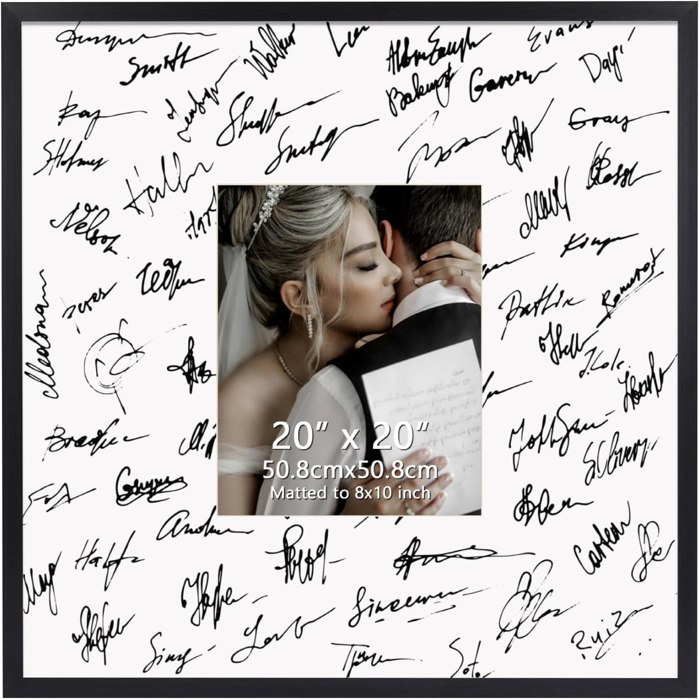 Hoikwo 20x20 Black Picture Frame, Display Pictures 8x10 with Mat or 20x20 Withou...