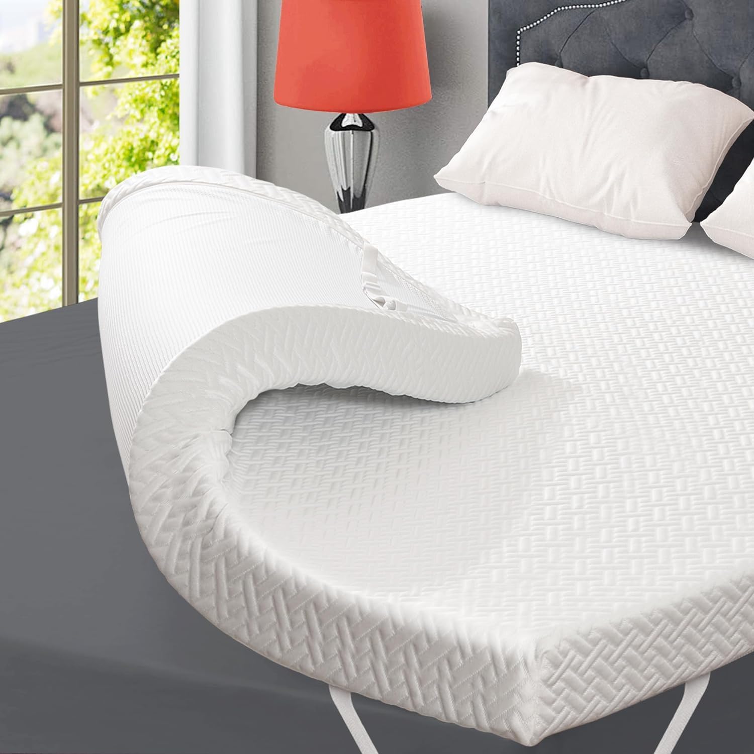 3 Inch Cooling Memory Foam Mattress Topper Queen Size, Gel-Infused Mattress Pad...