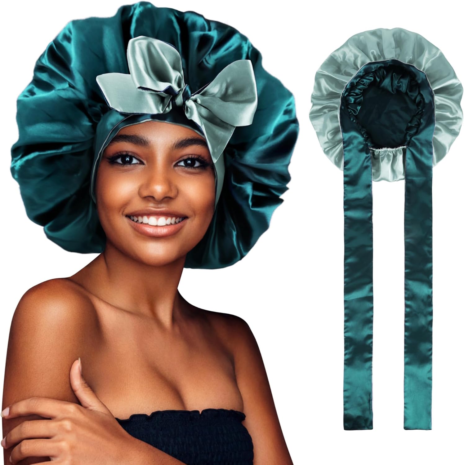WEIPAO Silk Satin Bonnet - Silk Hair Wrap for Sleeping,Satin Bonnet for Curly Ha...
