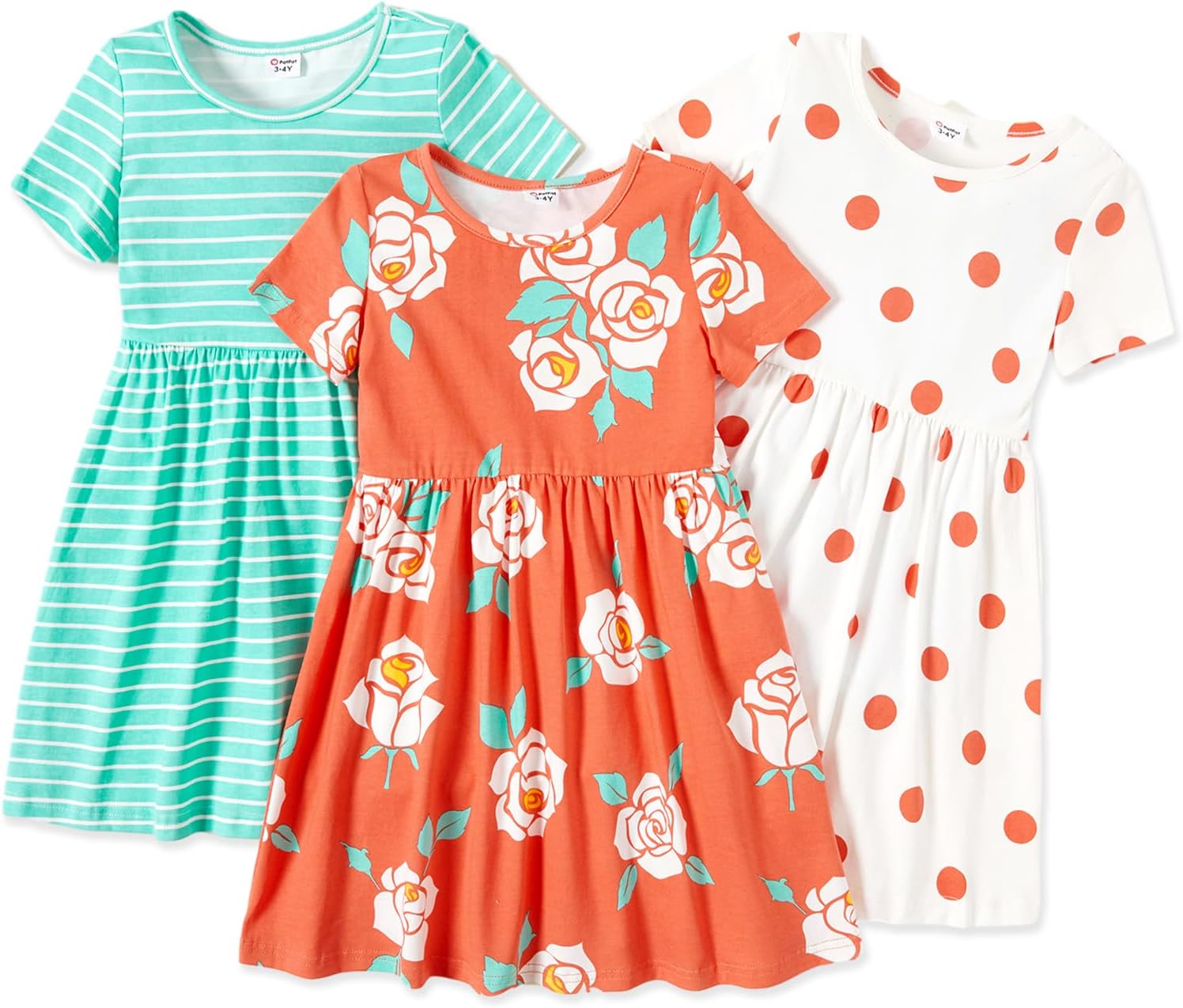 PATPAT Toddler Girl's Skater Dress, Special Floral Multipack Dresses for Summer...
