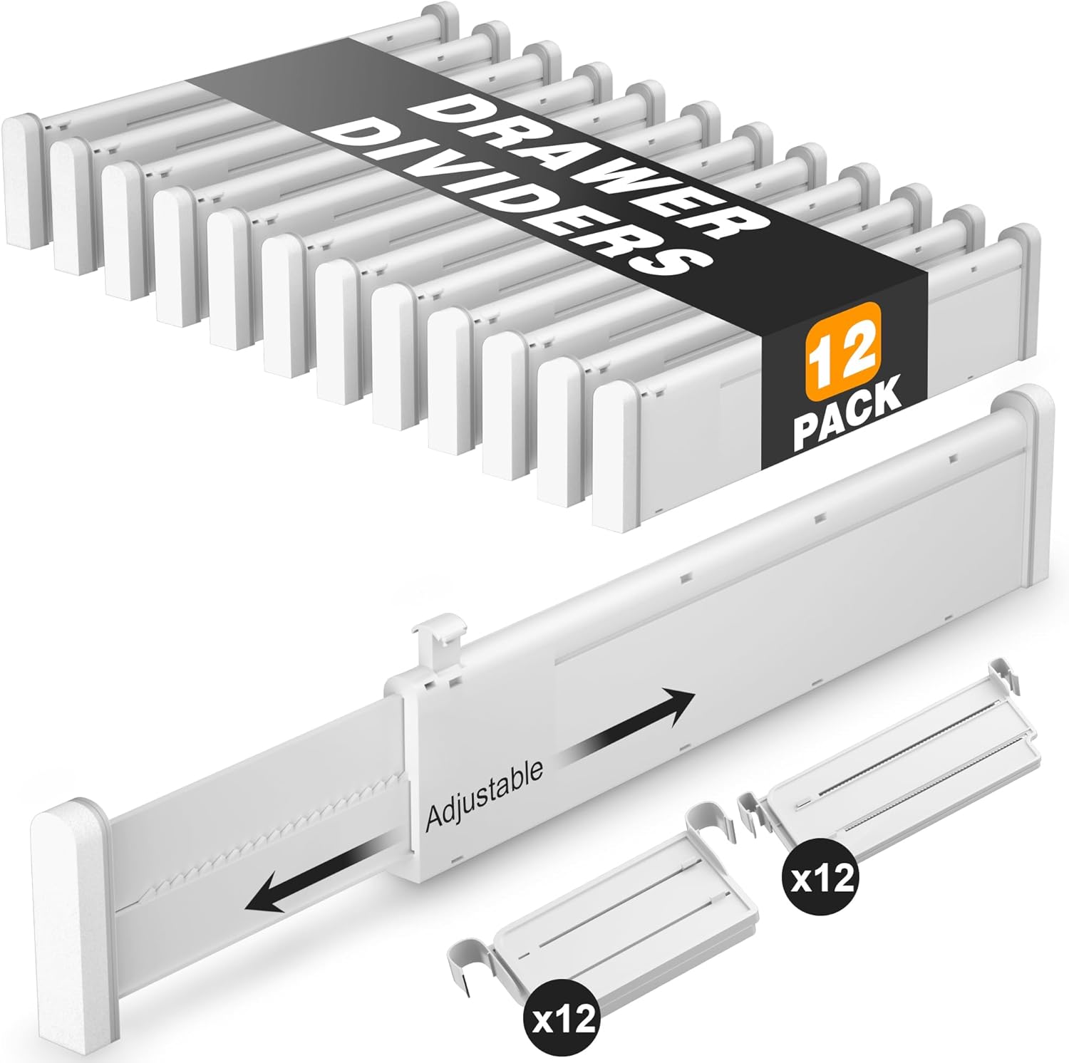 HiYZ Expandable Drawer Dividers, Innovative Adjustable Drawer Organizers Separat...