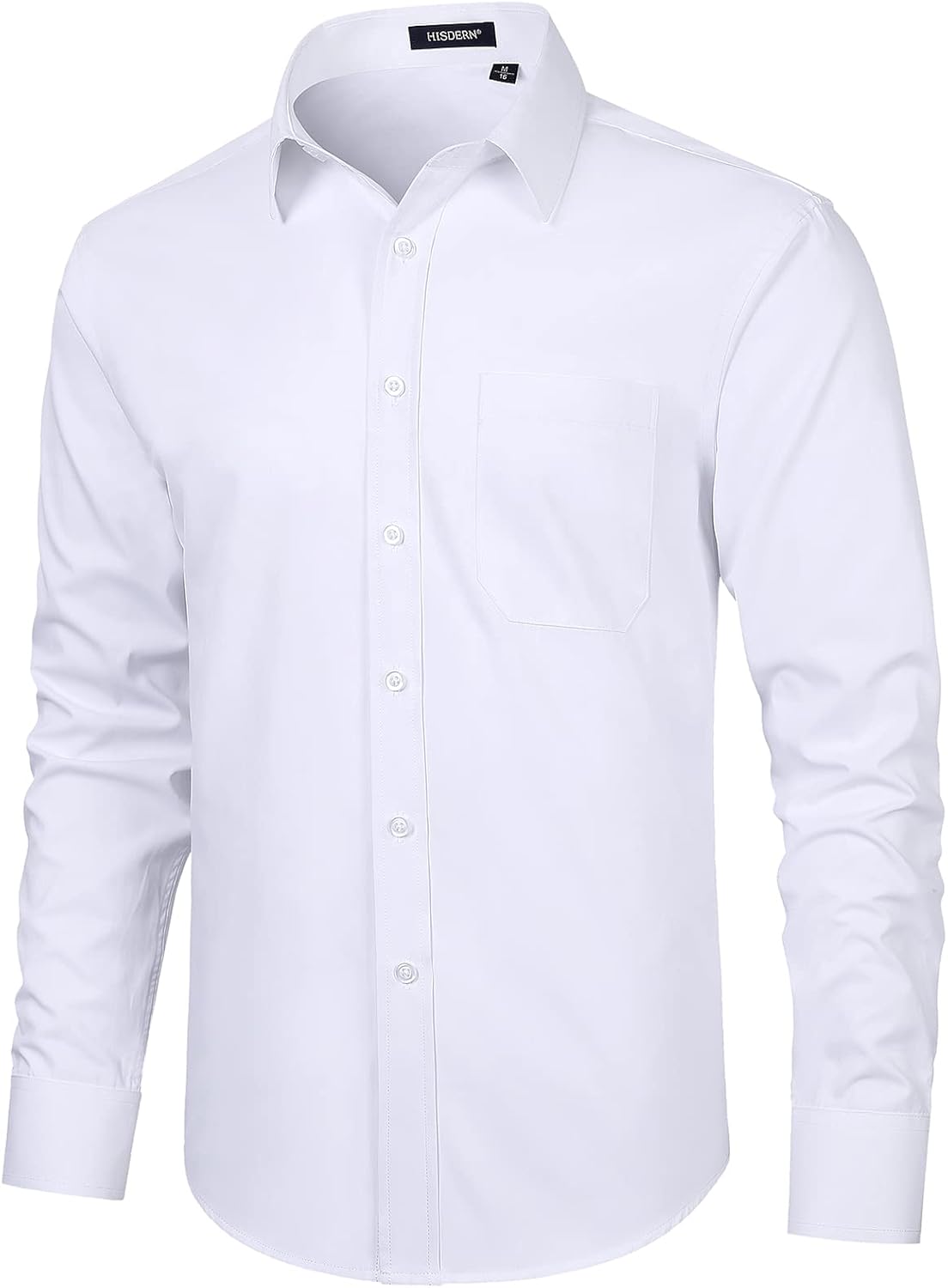 HISDERN Mens Business Dress Shirts Long Sleeve Casual Button Down Shirt Formal I...