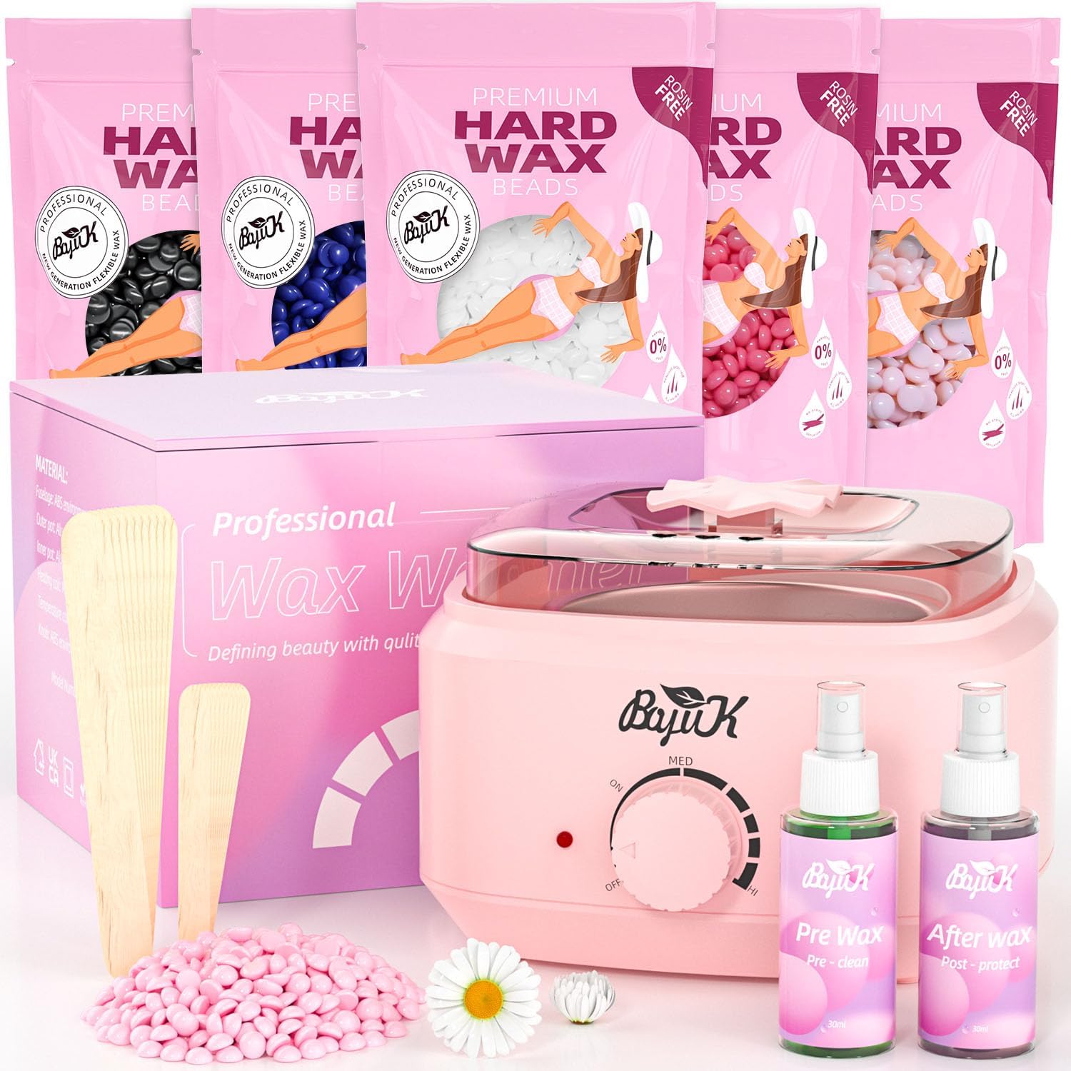 Waxing Kit, Professional Wax Kit for Women and Men with 5 Packs of 100g Wax Bead...