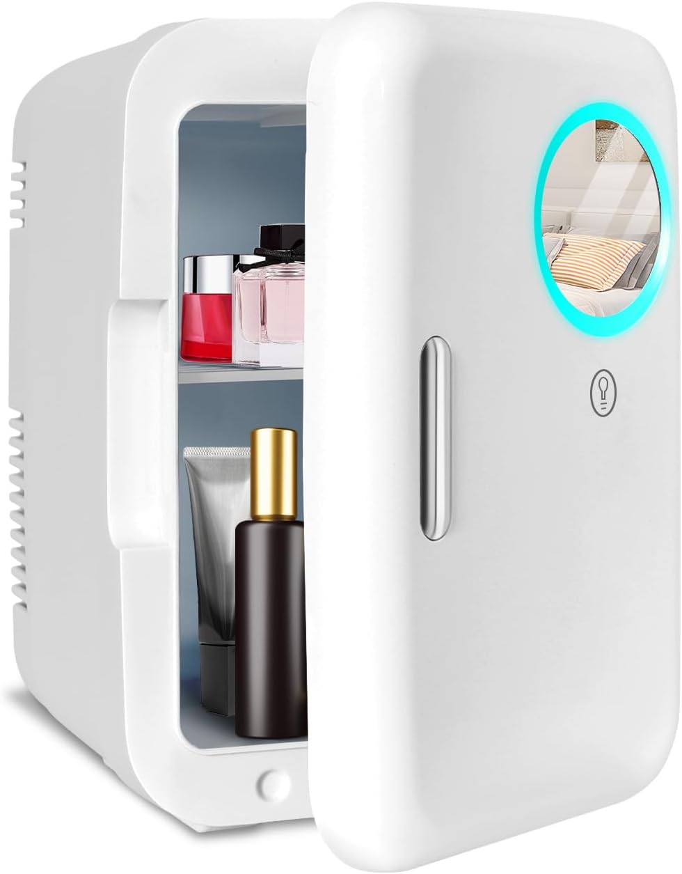 ARTETHYS Mini Fridge for Bedrooms 4L Skincare Beauty Makeup Fridge with LED Mirr...
