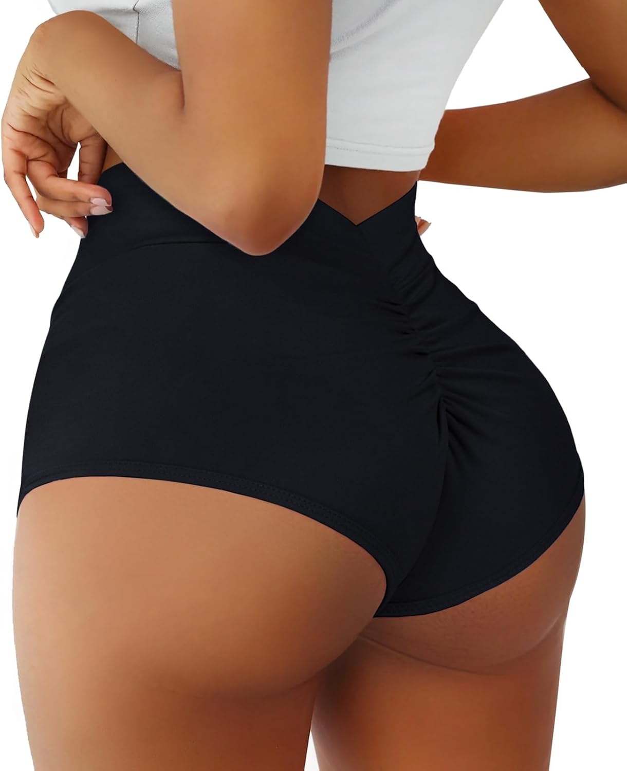 Women's High Waist Yoga Booty Shorts V Back Scrunch Gym Workout Spandex Dance Ho...