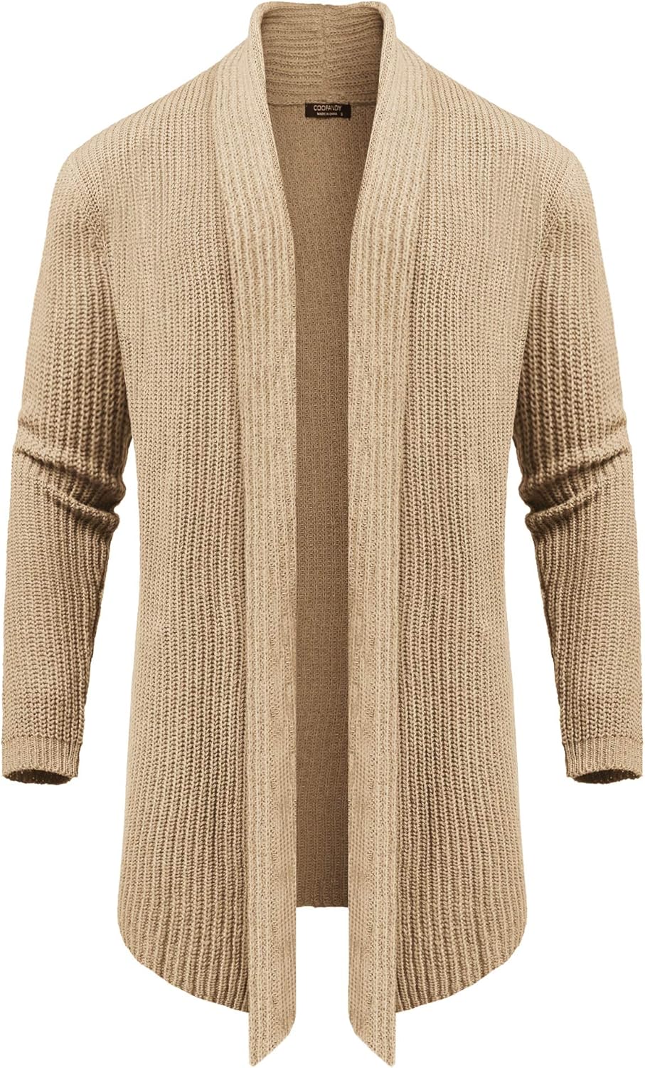 COOFANDY Long Cardigan, Special Mens Shawl Collar Knit Sweater, Innovative Ruffl...