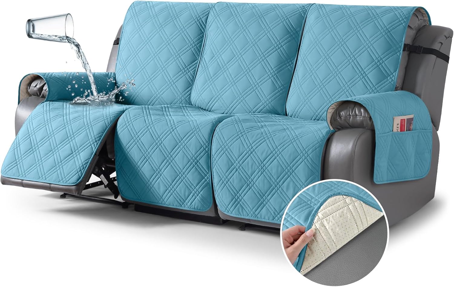 TAOCOCO 100% Waterproof Recliner Sofa Covers 3 Seater Split Couch Covers for 3 C...