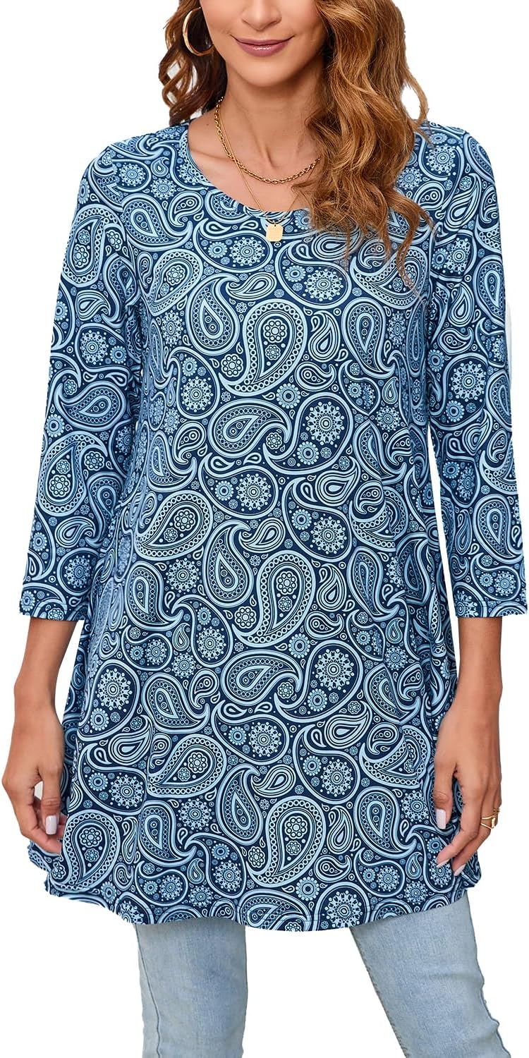 ENMAIN Tunic Tops, Special Women's Tunics With 3/4 Sleeve, Unique Plus Size Ladi...
