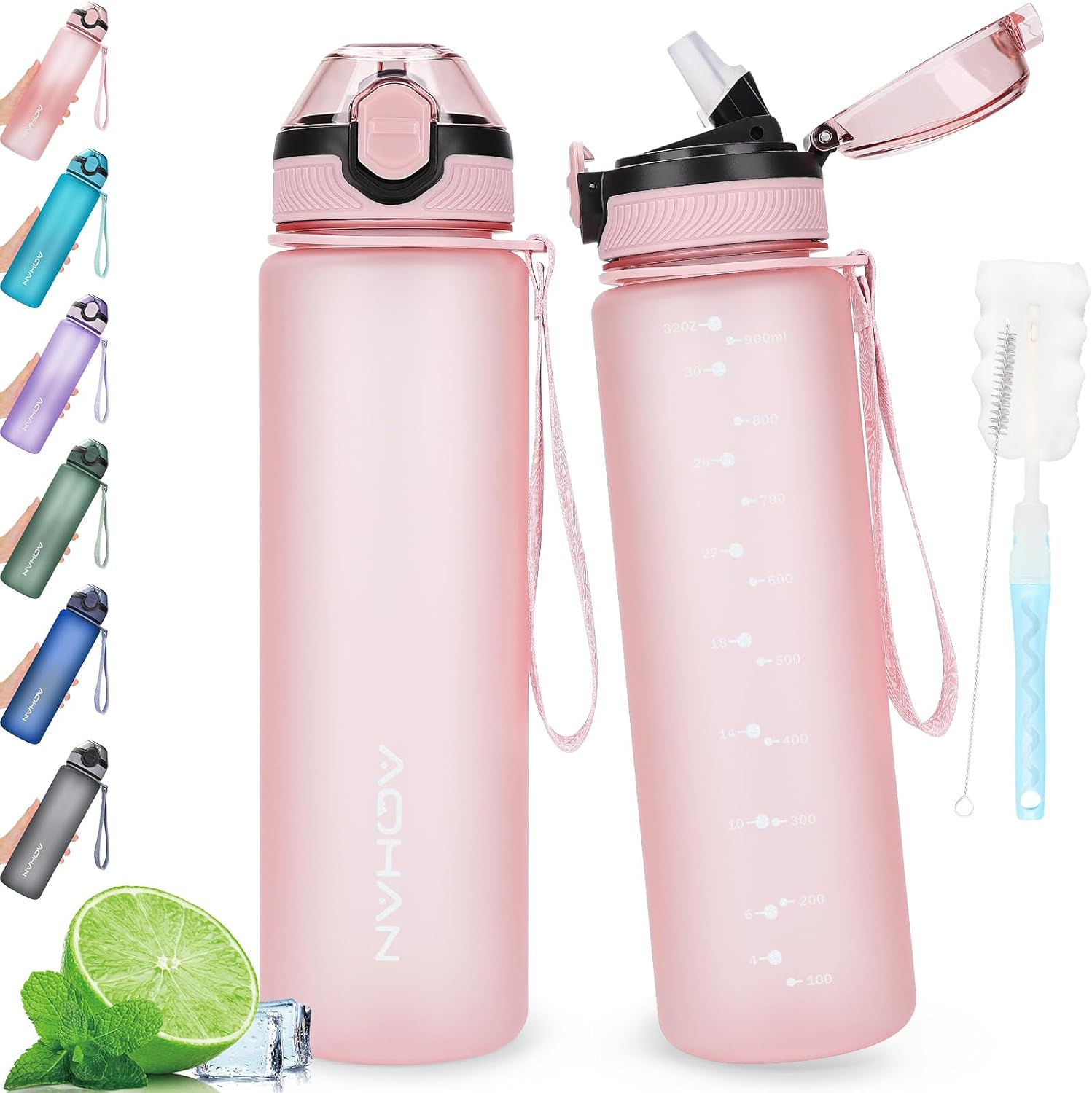 AOHAN Water Bottle 1L with Leak Proof Flip Top Lid, BPA Free Sport Drinking Bott...