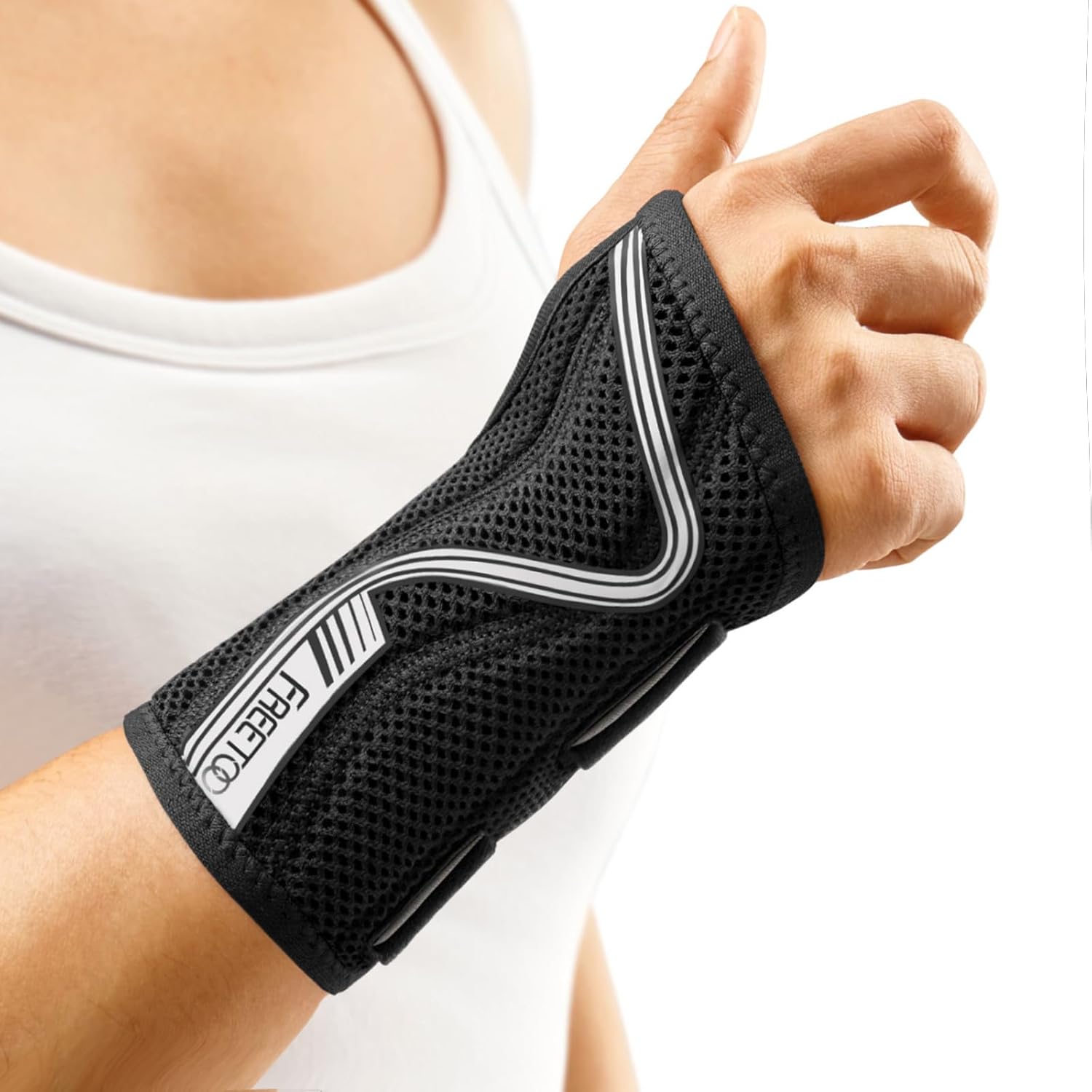 FREETOO Wrist Brace for Carpal Tunnel,[New Upgrade-Anatomically shaped] Adjustab...