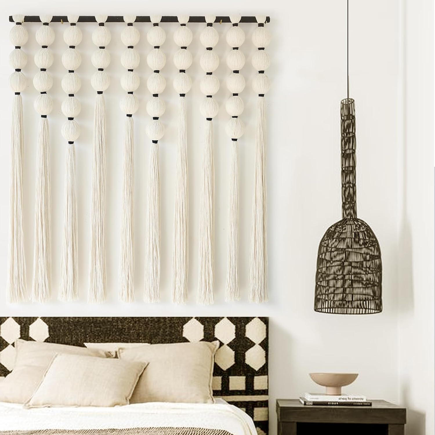 IOWER Large Macrame Wall Hanging Macrame Wall Decor Sphericity Cotton Textile Wa...