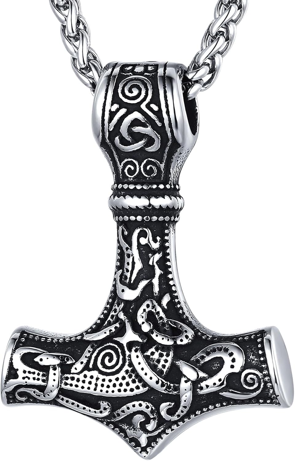 FaithHeart Viking Thor's Hammer Talisman Necklace, Special Men's Vintage Norse M...