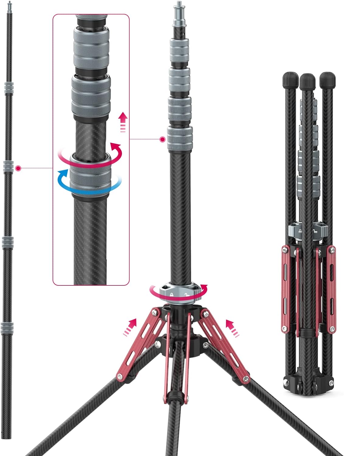 ULANZI Light Stand Carbon Fiber MT-49, Adjustable Tripod Stand for Photography w...