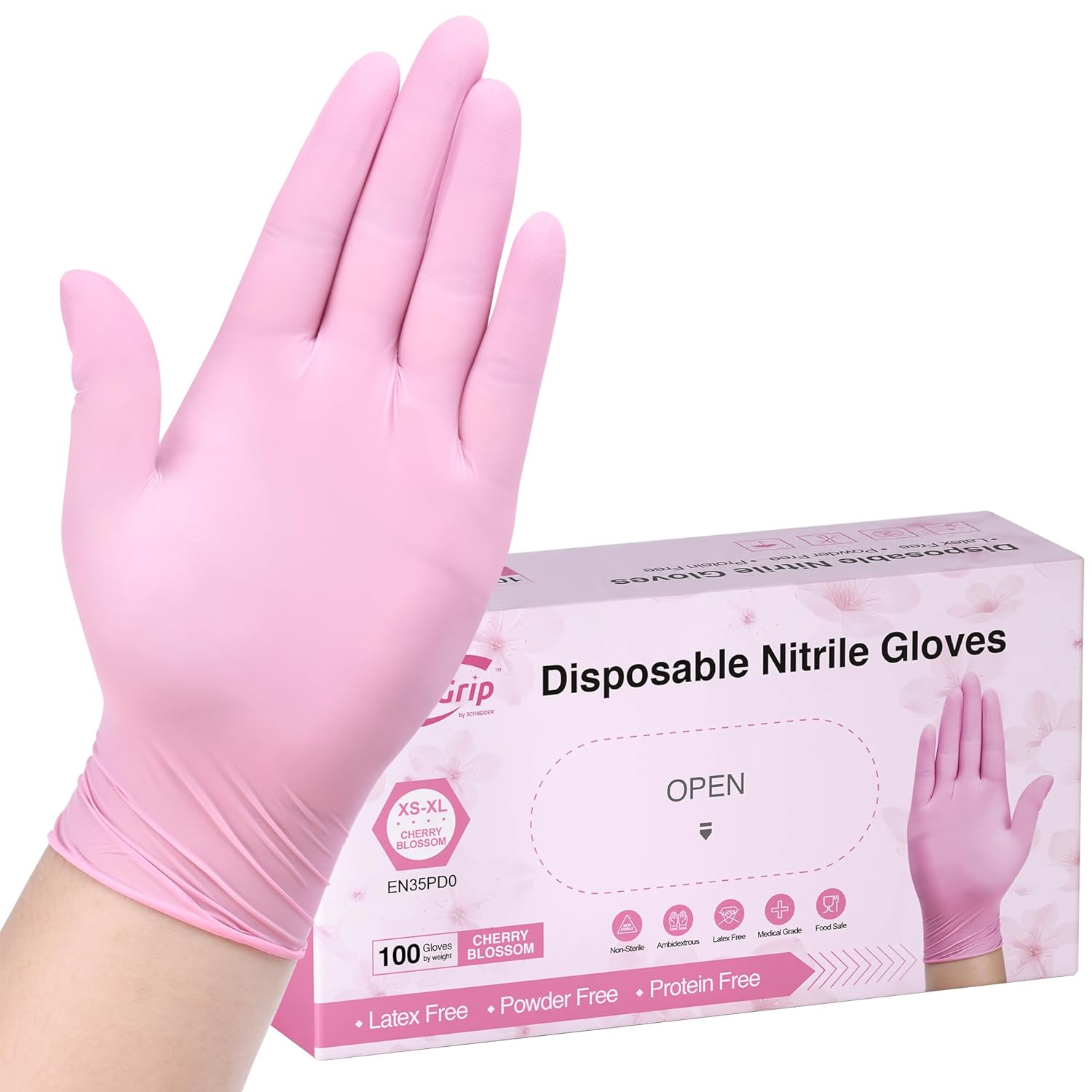 Pink Disposable Gloves, 3-mil, Medical exam Gloves Disposable Latex Free, Gloves...