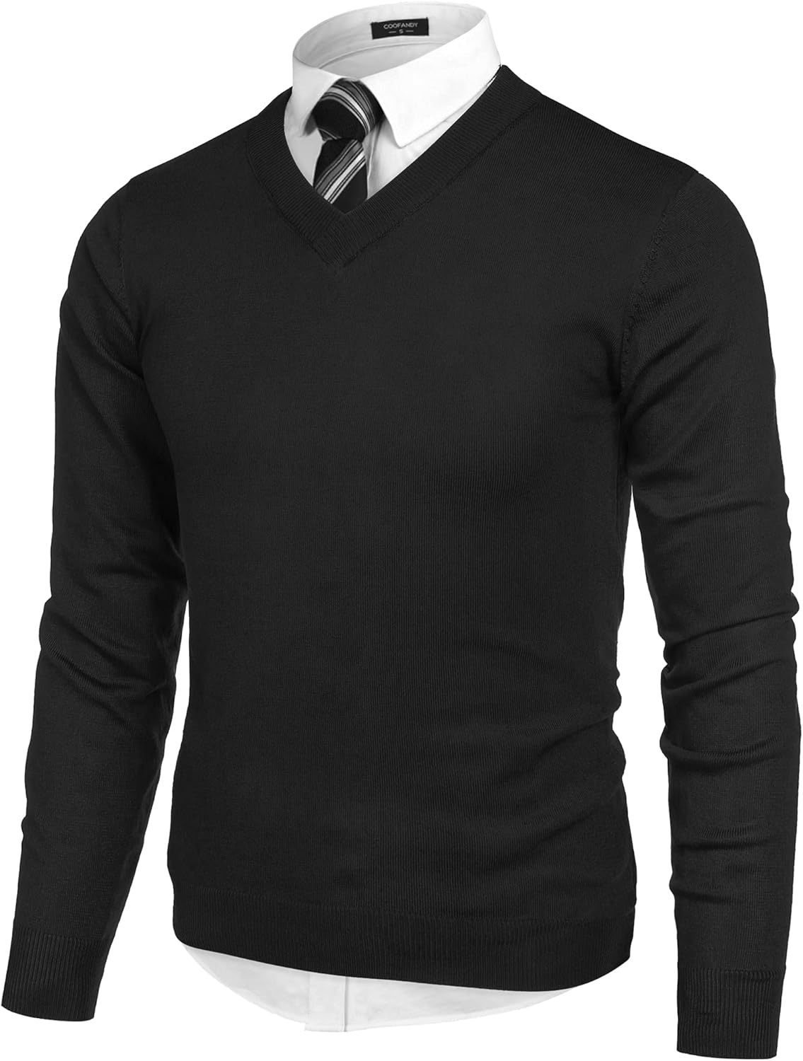 COOFANDY Mens V Neck Dress Sweater Long Sleeve Slim Fit Fashion Pullover Sweater...