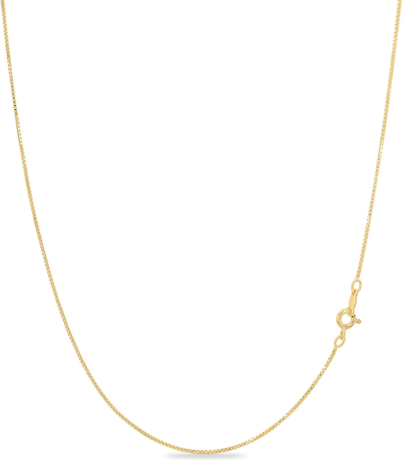 KEZEF 18k Gold Over Sterling Silver 1mm Box Chain Necklace Made in Italy | Sterl...