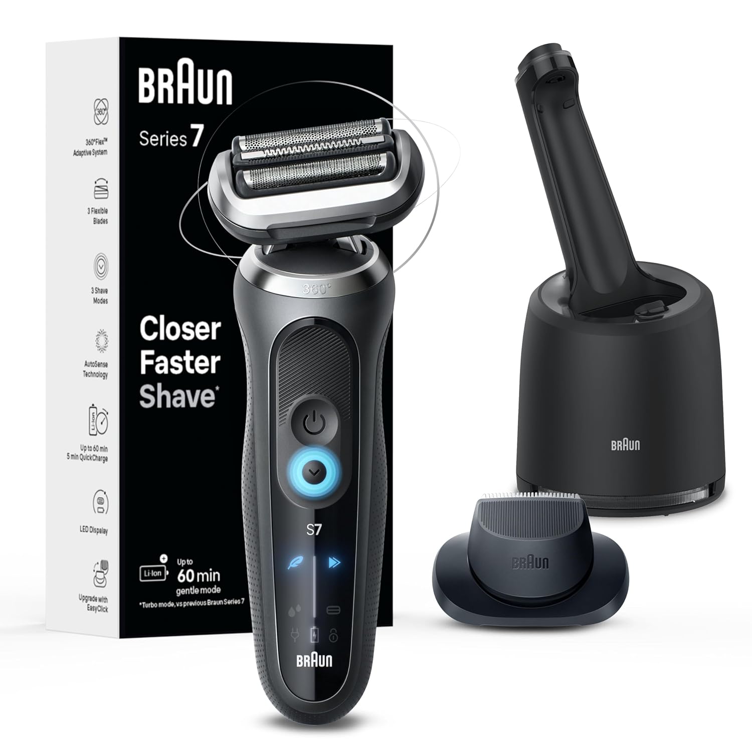 Braun Electric Shaver for Men, Series 7 7171cc, Wet & Dry Shave, Turbo & Gentle...