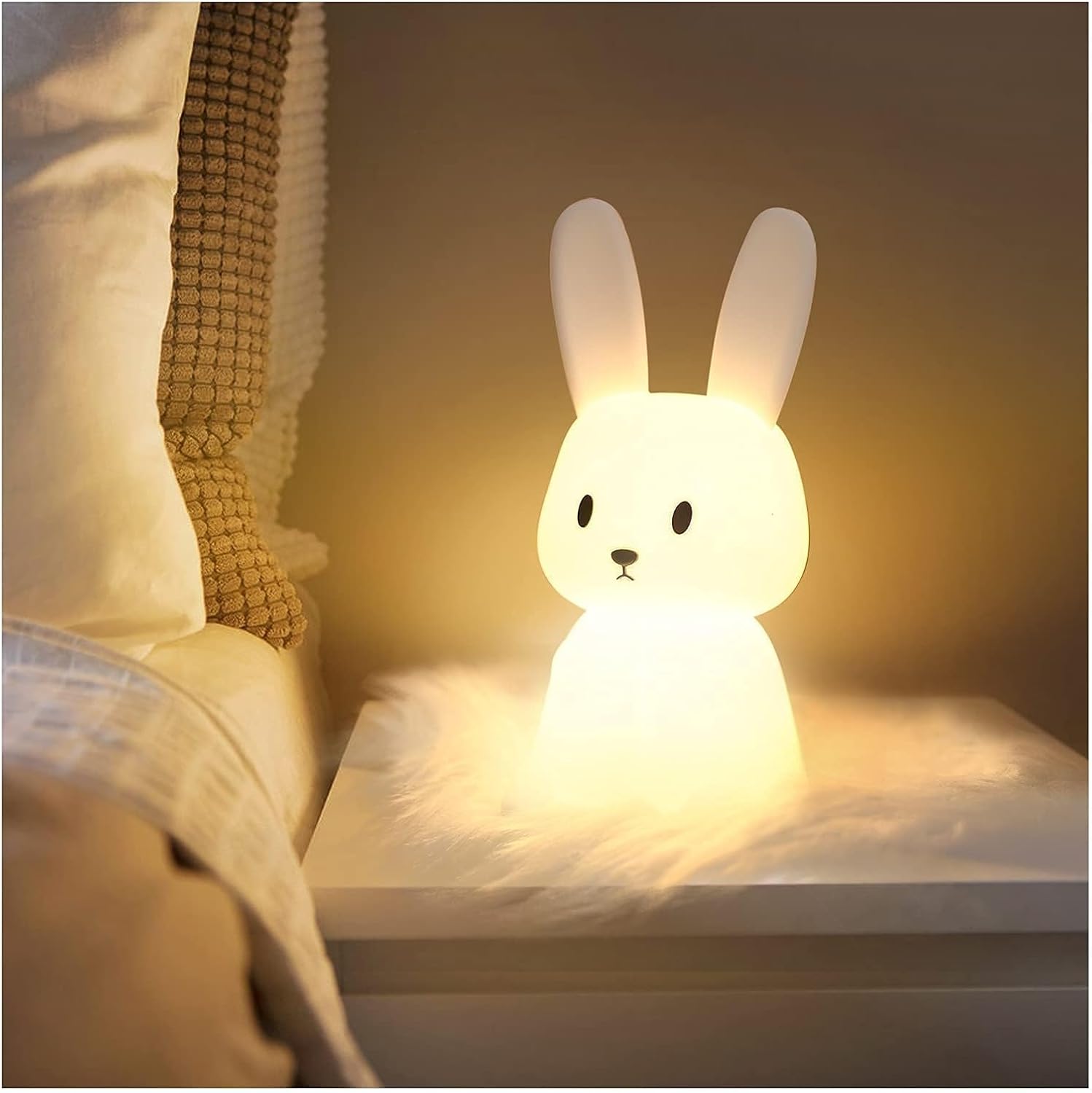 SOLIDEE Bunny Baby Night Light,7 Color Light Changes,Tap Control Lamp,USB Rechar...