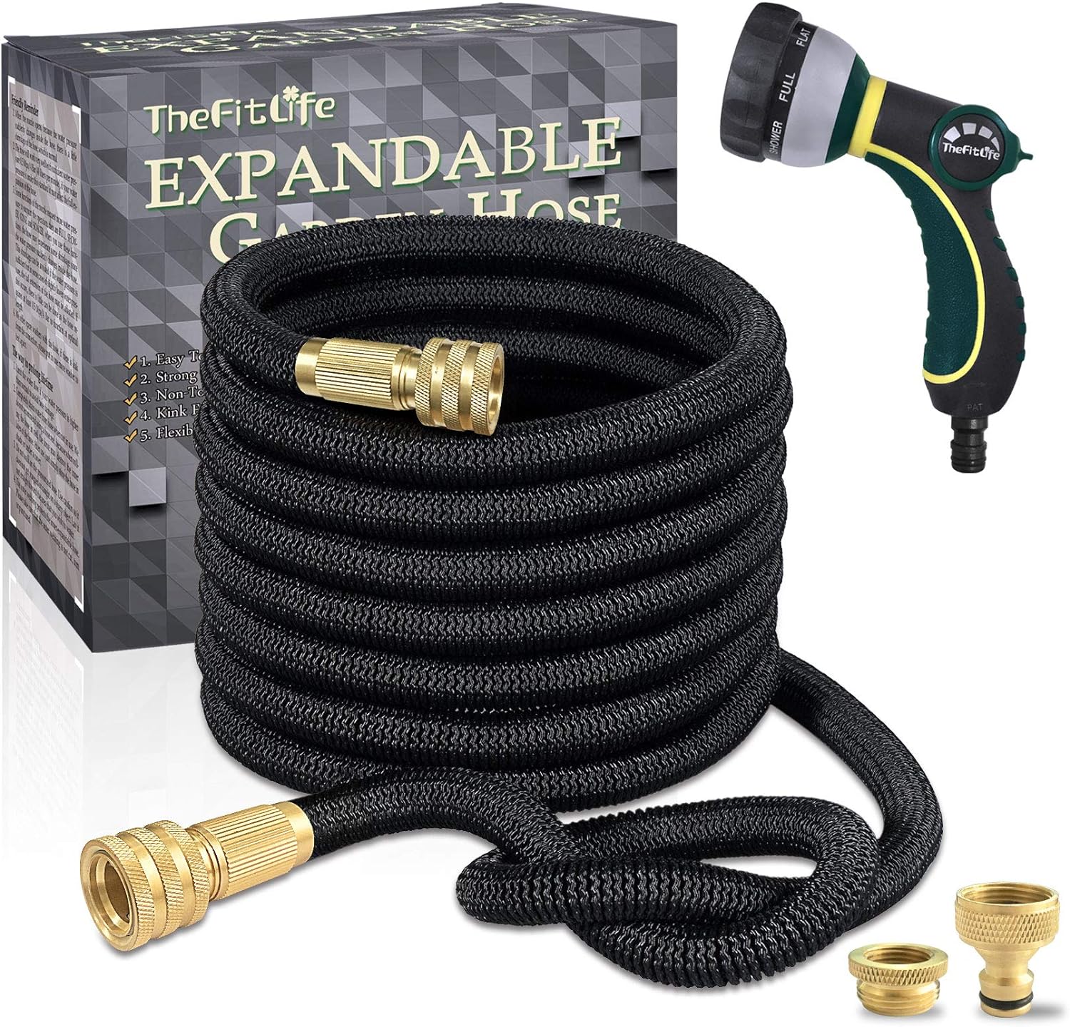 TheFitLife Expandable Garden Hose Pipe - Triple Core Latex and Solid Metal Fitti...
