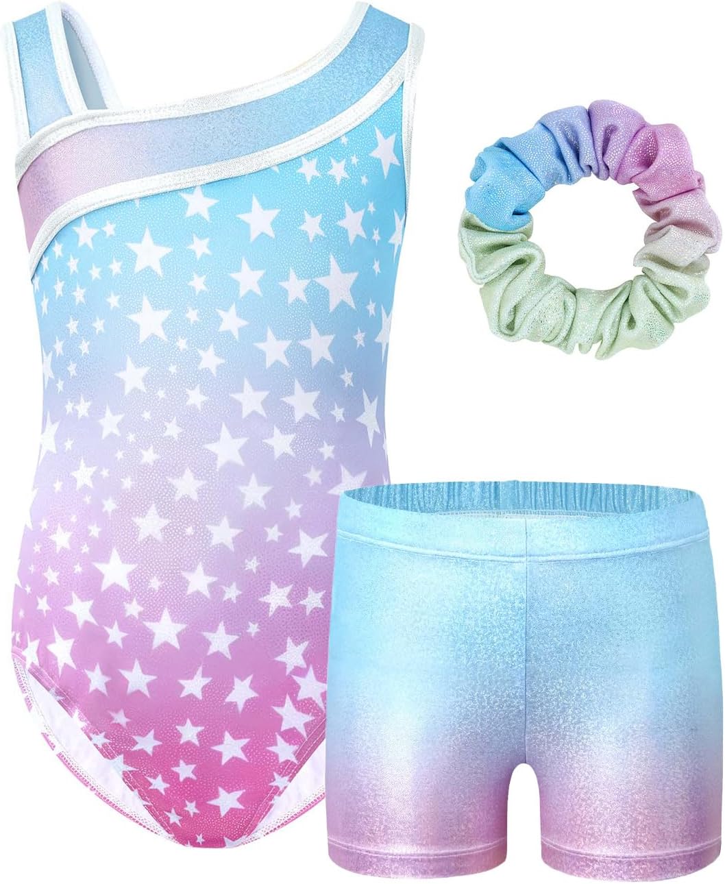 JiAmy Gymnastics Leotards for Girls with Short, Kids Athletic Crisscross Back Da...