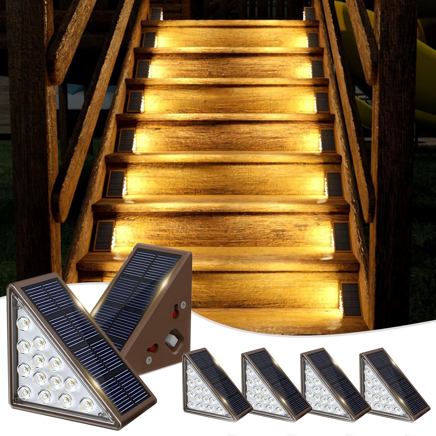 Solar Step Lights for Outside,6pack Solar Stair Lights Outdoor Waterproof IP67,O...