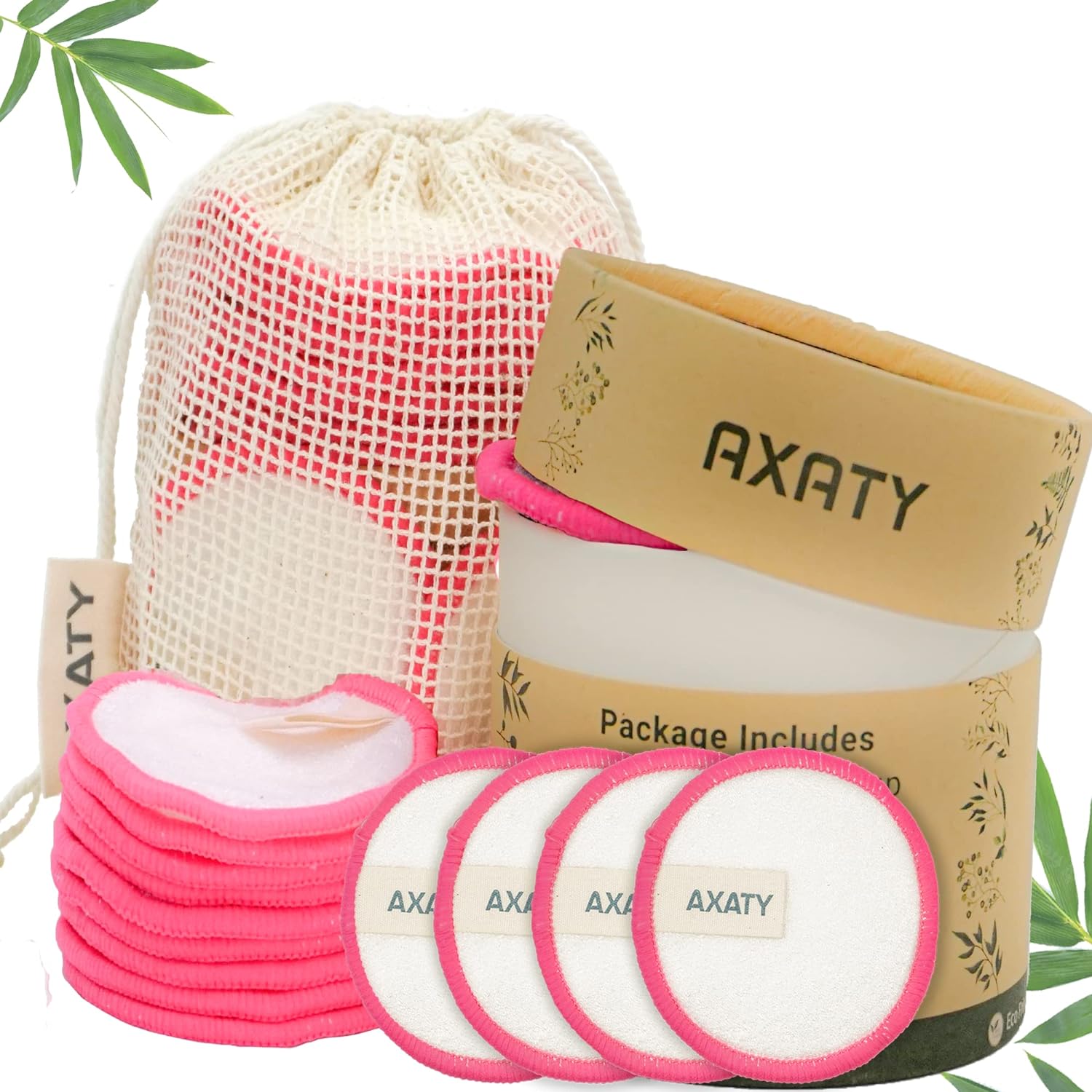 AXATY 3-Layers 20 Reusable Makeup Remover Pads-Organic Bamboo Cotton Pads Makeup...