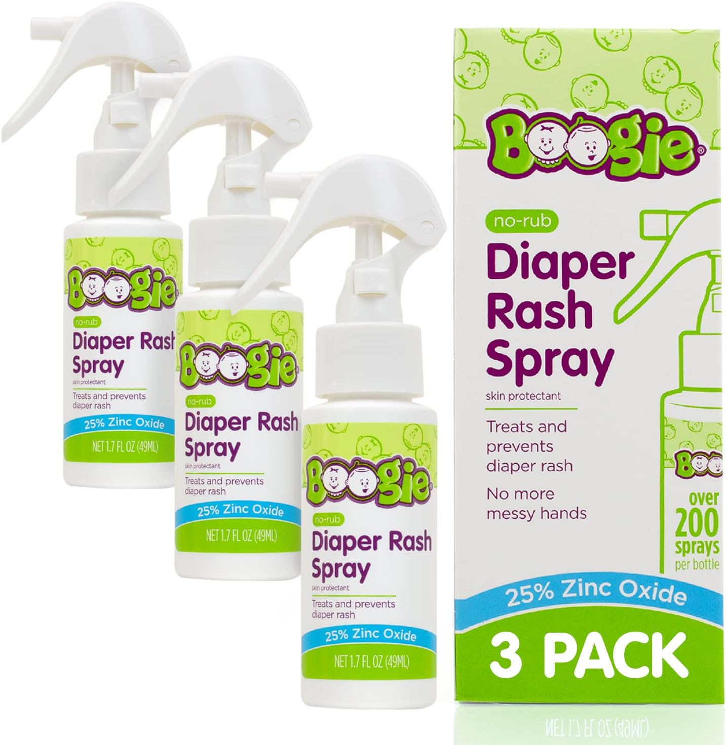 Boogie Diaper Rash Cream Spray for Baby, Travel Friendly No-Rub Touch Free Appli...