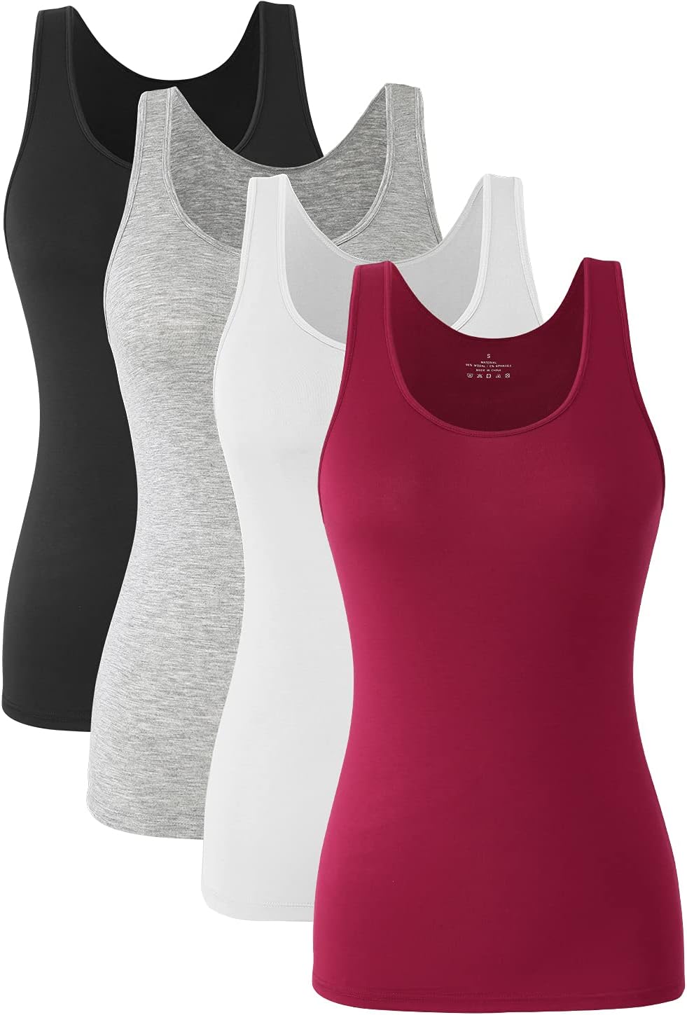 Ymmchy Women Stretch Tank Tops Basic Vest Tops Lightweight Undershirts 4-Pack XL...