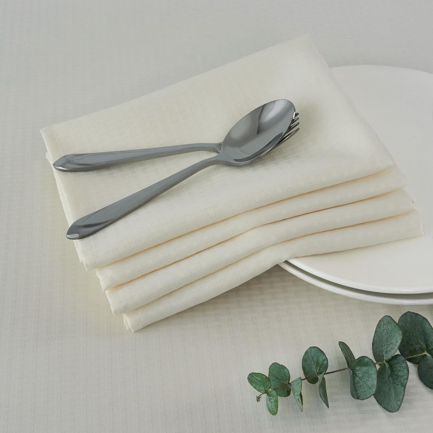 maxmill Cloth Napkins 20 x 20 Inch Weaved Texture Pattern Soft Comfortable and L...