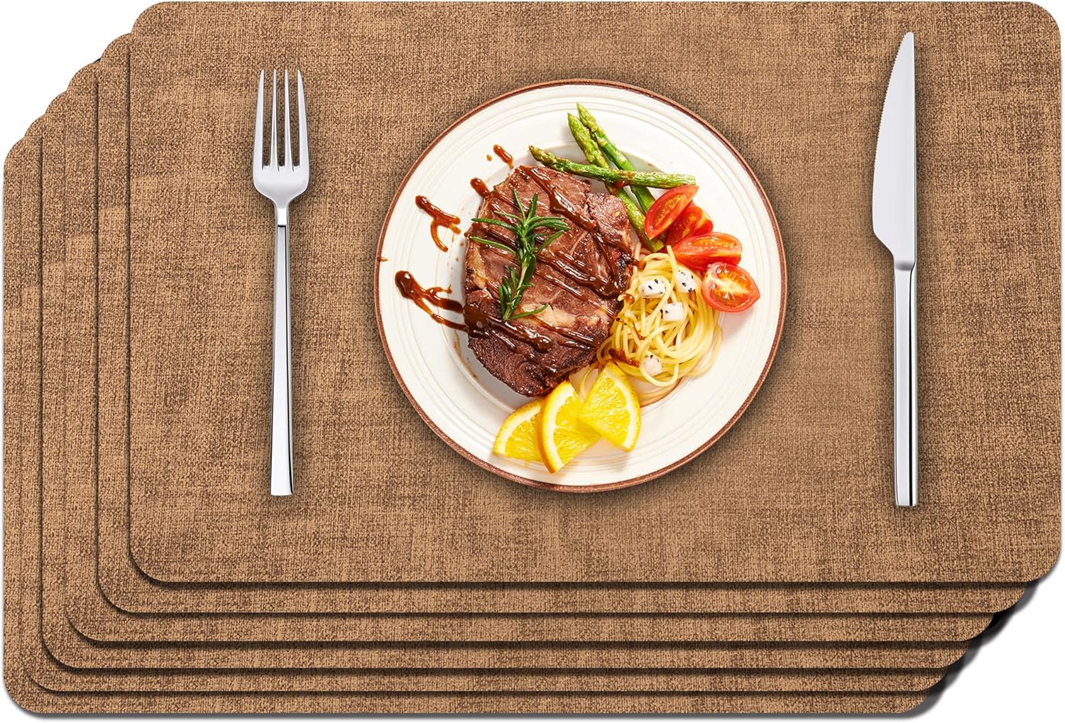 Maxpearl Faux Leather Placemats Set of 6 - Waterproof - Wipe Clean - Heat Resist...