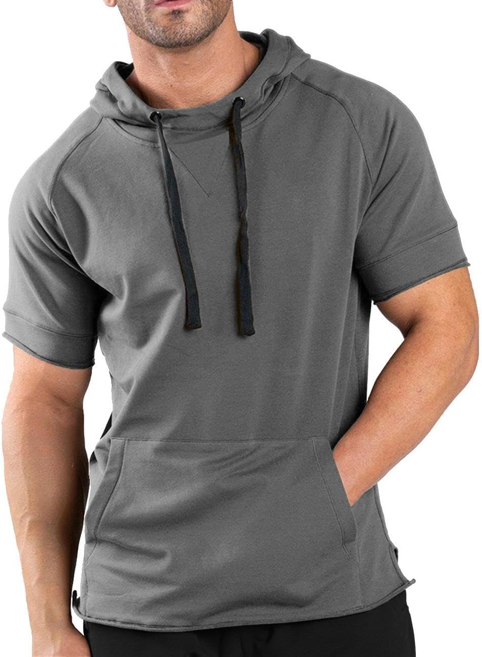 COOFANDY Men's Short Sleeve Hoodie Workout Gym Sweatshirt Muscle Fit Fashion Ath...