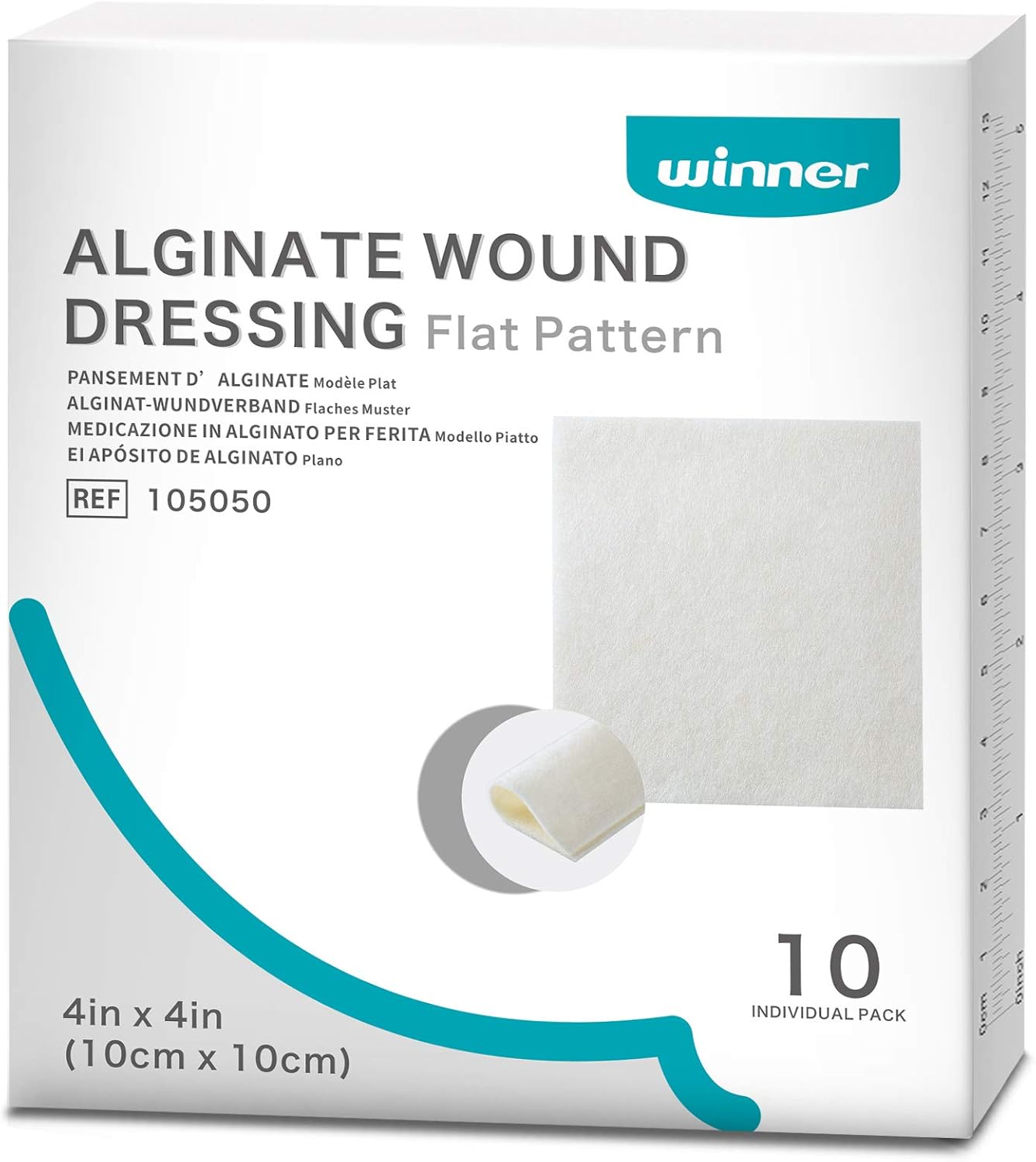 Winner Medical Calcium Alginate Wound Dressing Pads 10 x 10 cm (Box of 20), Ster...