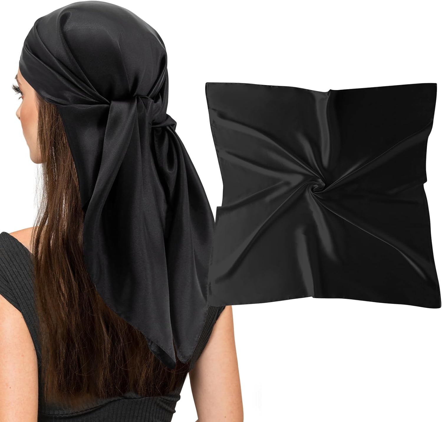 vimate 35" Square Silk Like Head Scarf - Women's Fashion Silk Feeling Scarf for...