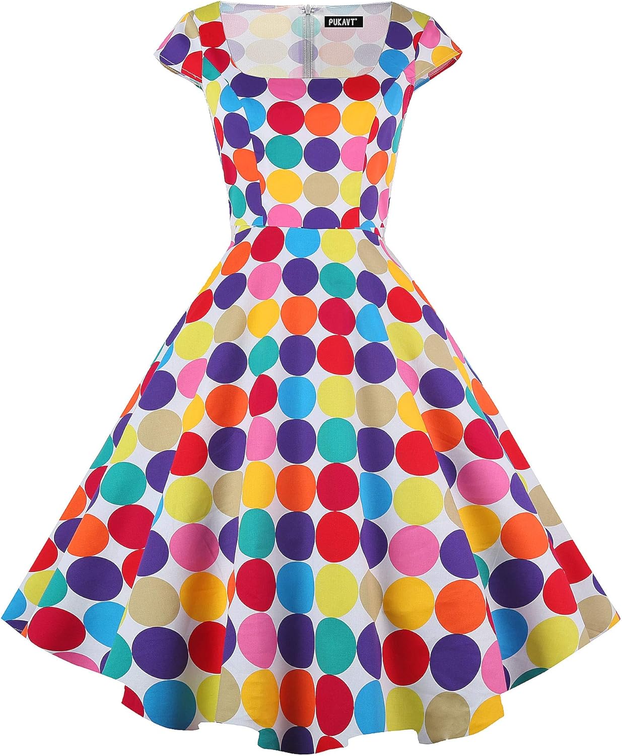 PUKAVT Women's Cocktail Party Dress, Special Retro Swing Dress with Cap Sleeve,...