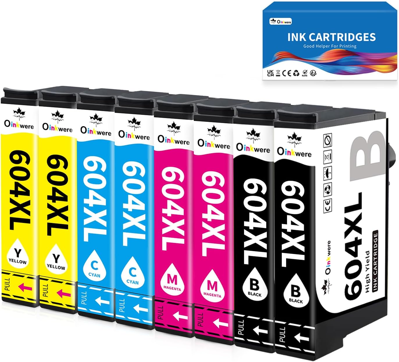OINKWERE 8-Pack 604XL Ink Cartridges Replacement for Epson 604 Ink Cartridges Mu...