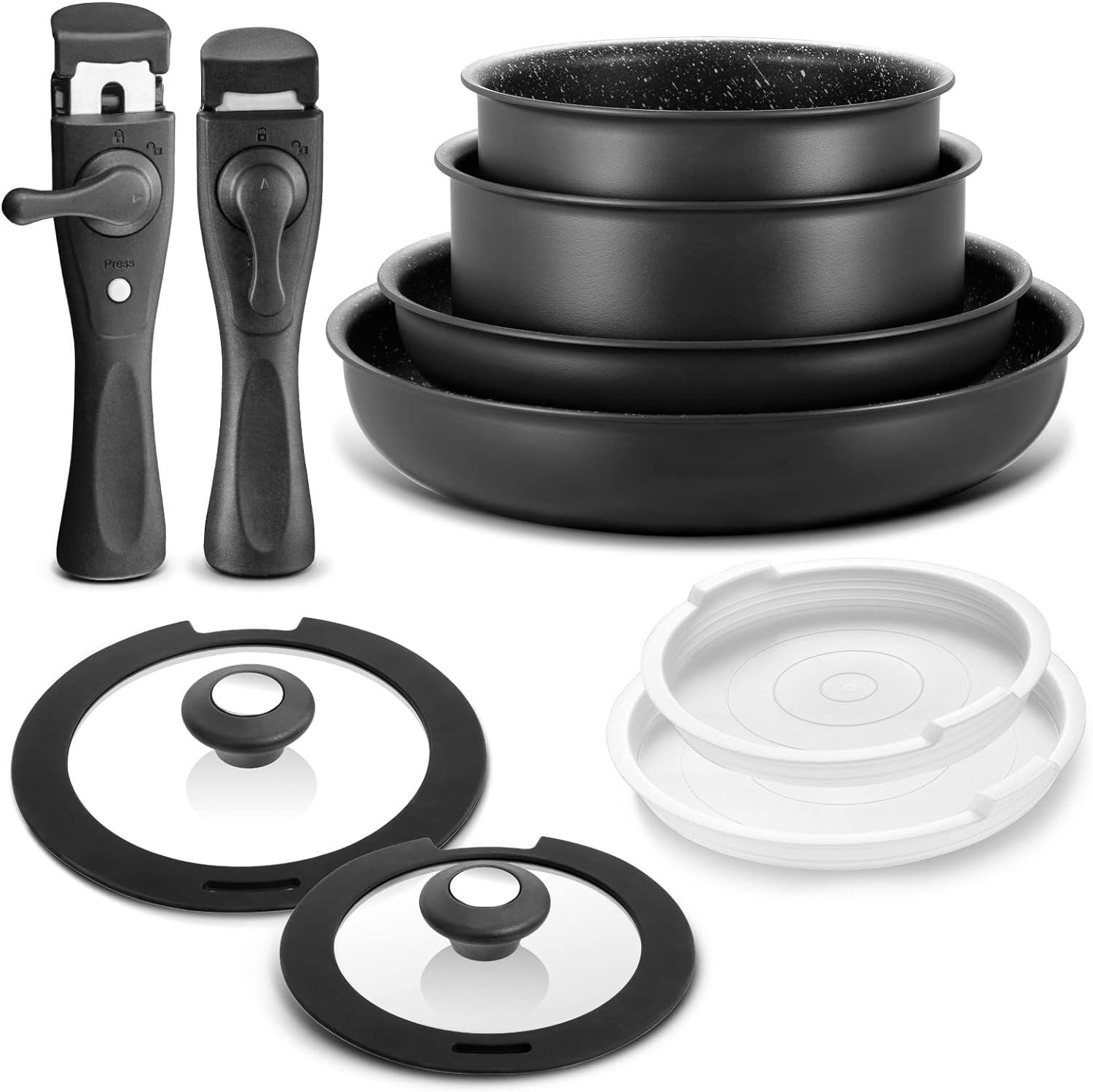 BEZIA Induction Cookware Set 10 Pieces, Nonstick P...