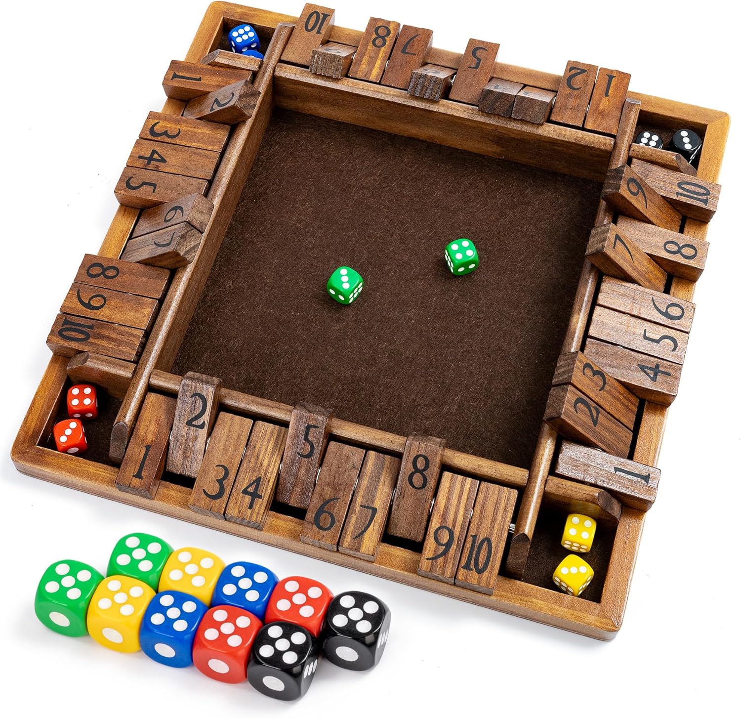 Ropoda 4-Way Shut The Box Game, Special Dice Board Game, Innovative 12 Inches Bo...