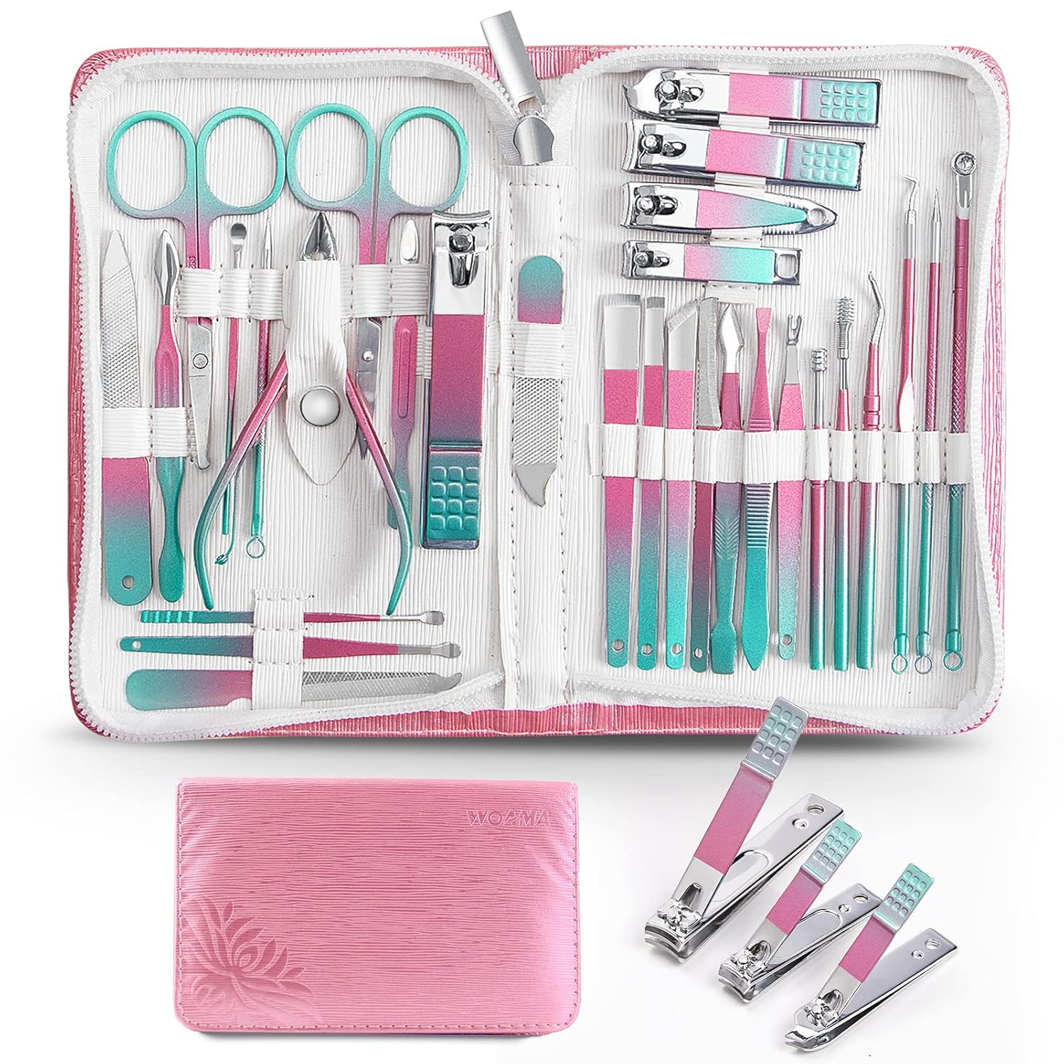 WOAMA Manicure Set, Special Pedicure Kit with 30 In 1, Innovative Nail Clippers...