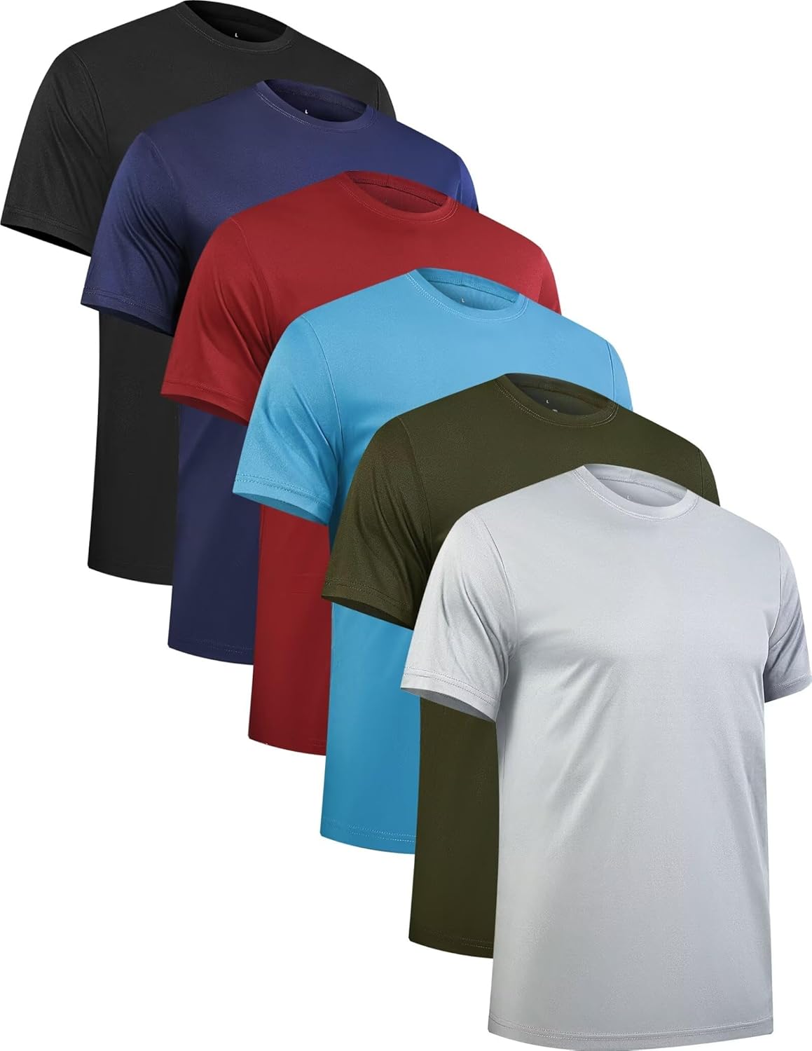 OYGSieg 6 Pack Workout Shirts for Men Short Sleeve Athletic Active Tops Quick Dr...